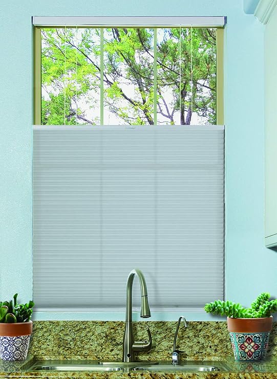 BlindsAvenue Cordless Top Down Bottom Up Cellular Honeycomb Shade, 9/16" Single Cell, Light Filtering, Gray Sheen, Size: 31.5" W x 72" H