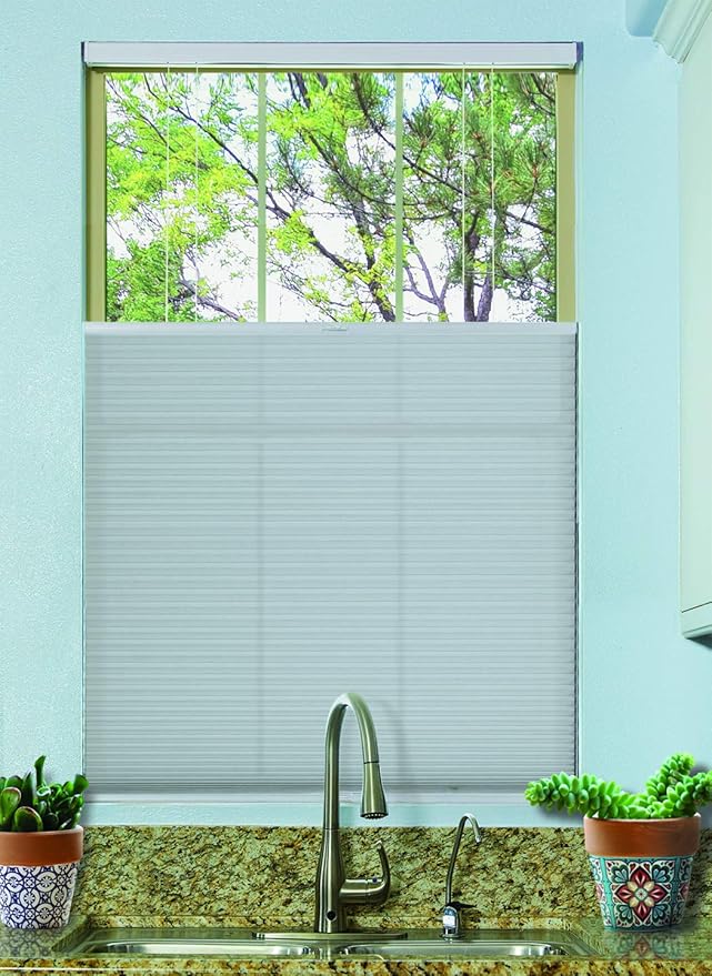 BlindsAvenue Cordless Top Down Bottom Up Cellular Honeycomb Shade, 9/16" Single Cell, Light Filtering, Gray Sheen, Size: 31.5" W x 72" H