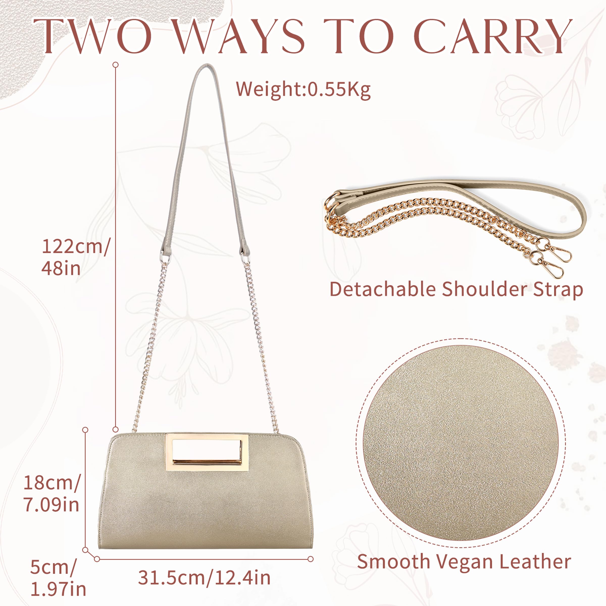 VASCHY Kopertówka dla kobiet, wegański skórzany portfel na nadgarstek z przegródkami na karty, damskie torebki crossbody i torby na ramię
