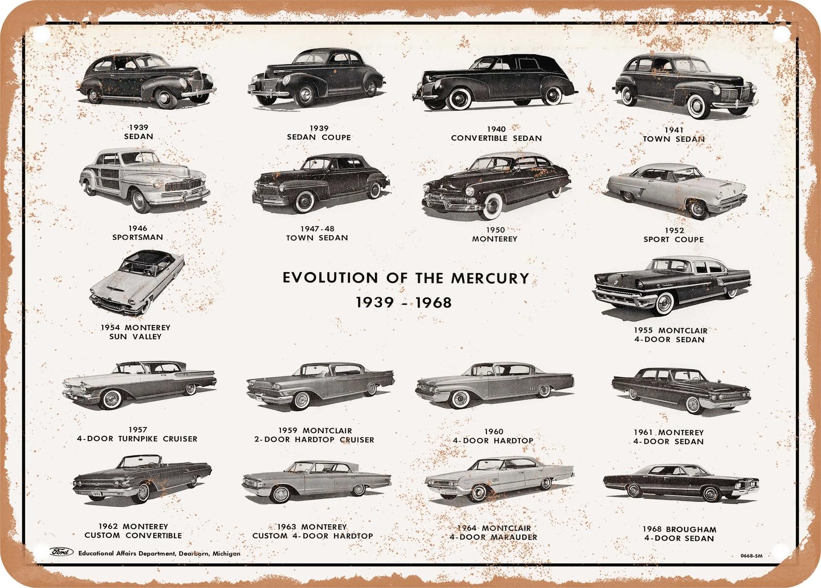 METAL SIGN - 1968 Mercury Evolution 1939 to 1968 Vintage Ad home decor