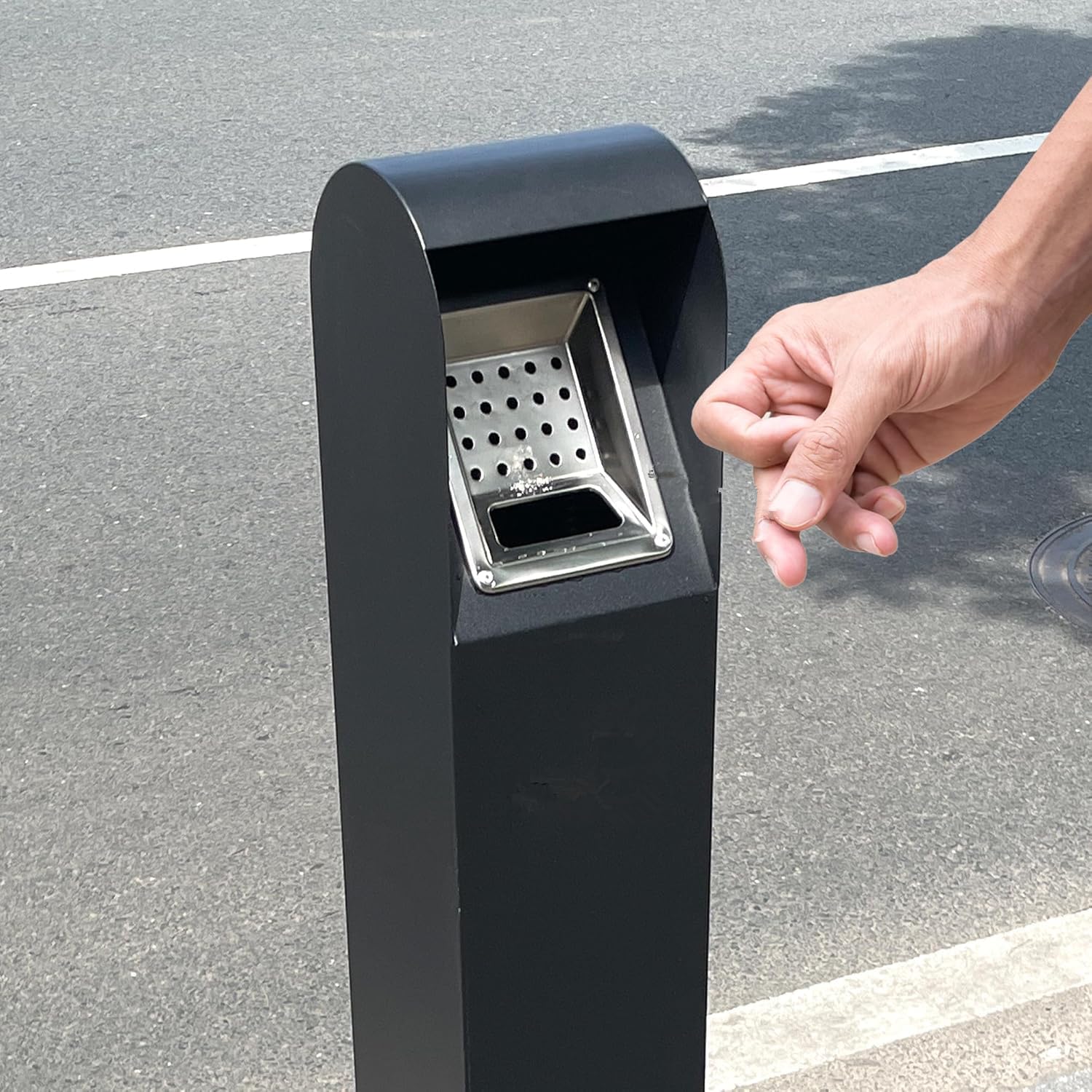 Contenedor de basura de 1,2 m de pie de acero inoxidable para exteriores, cubo de basura vertical independiente con llave, cubo de basura para interior al aire libre, pub hotel, restaurante
