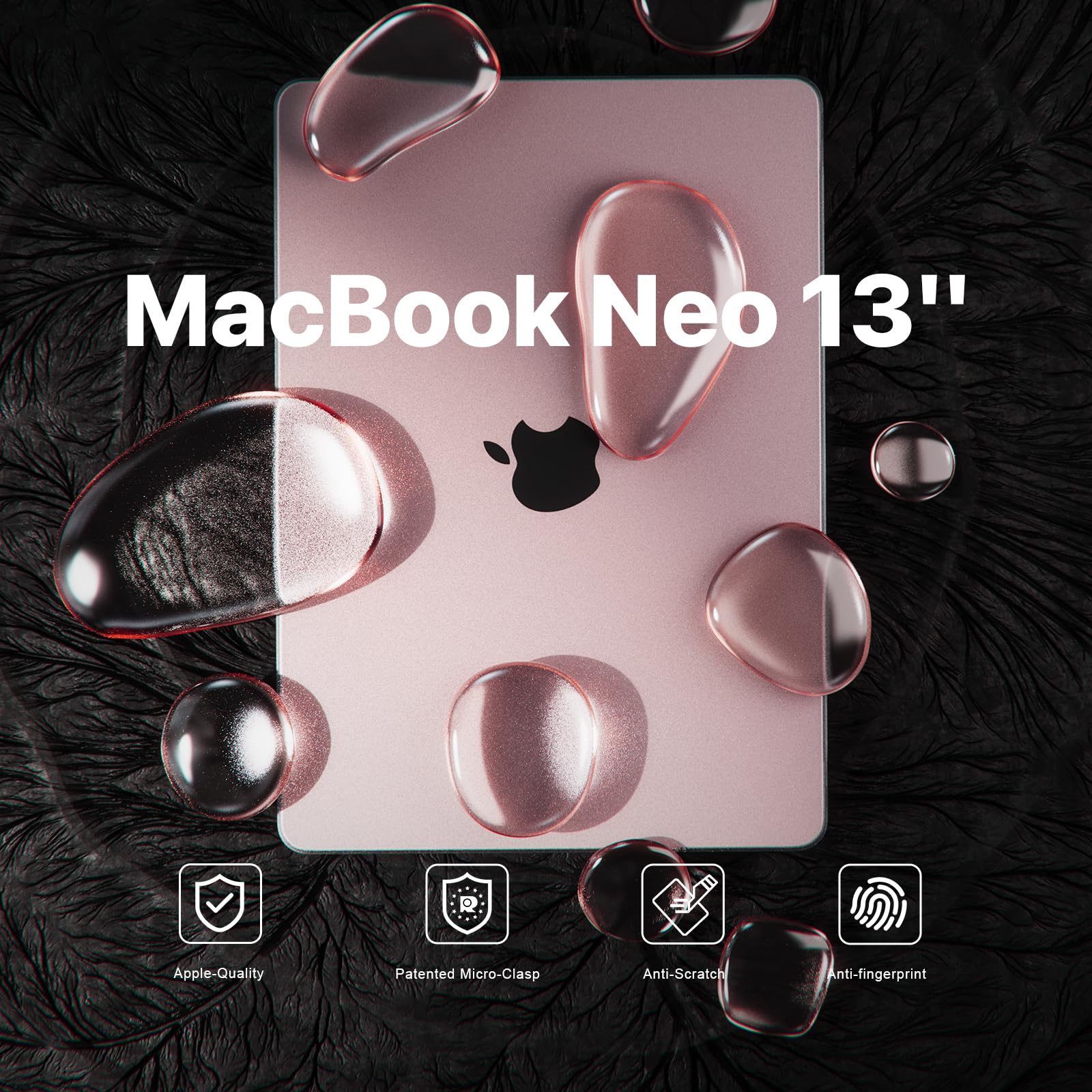 Soonjet Invisible Armor for MacBook Neo Case 13 inch 2026 New A3404 | Official Blush Clear | Anti-Scratch & Fingerprint | Pink Laptop Cover Protective Hard Shell | Mac Accessories Student & Travel - 2