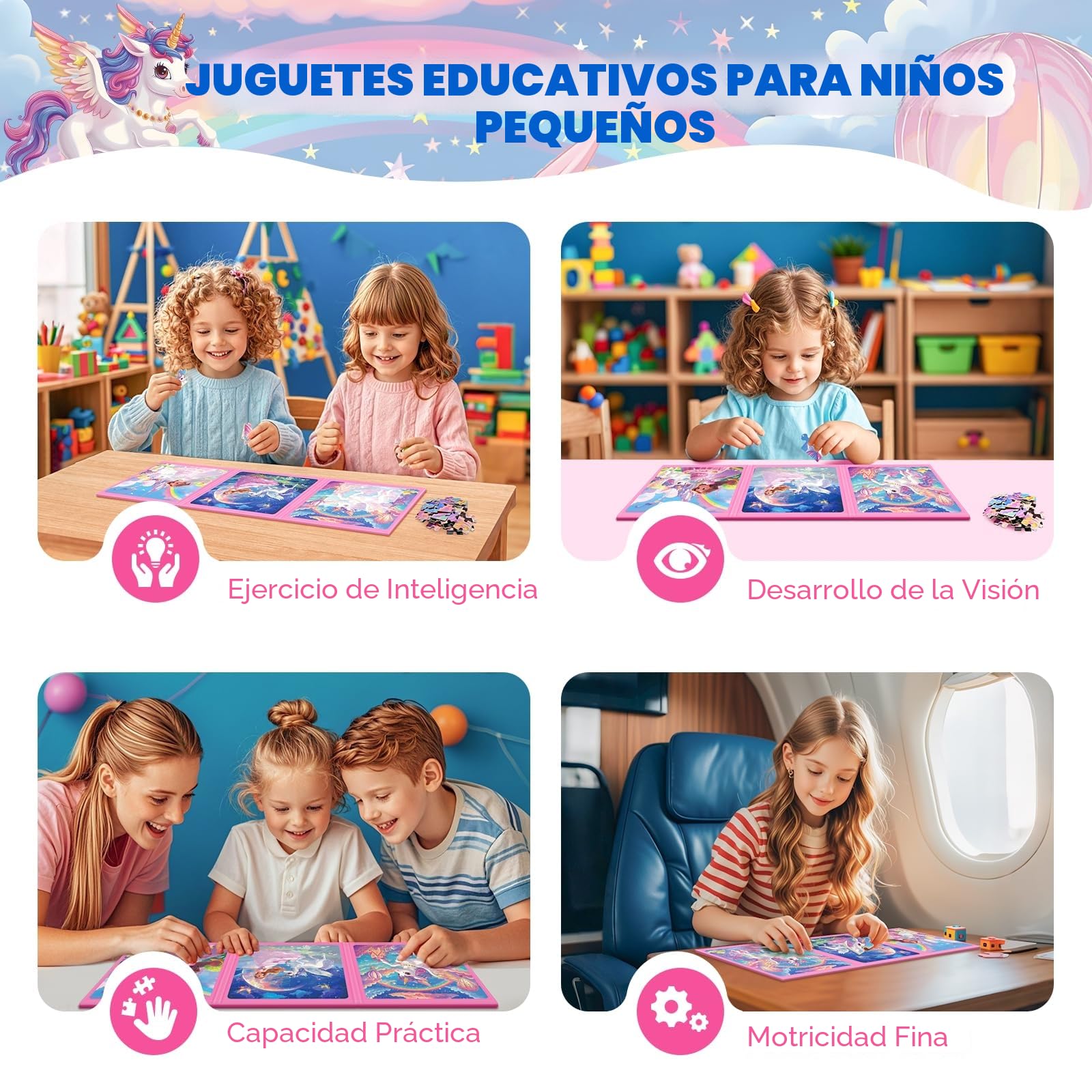 Puzzle MagnéTicos De Unicornio para NiñOs, Rompecabezas para Viajar De 36 Piezas para NiñOs De 3 A 8 AñOs,Puzzle para NiñAs para Mejorar La Inteligencia,Actividades con En AvióN,CumpleañOs