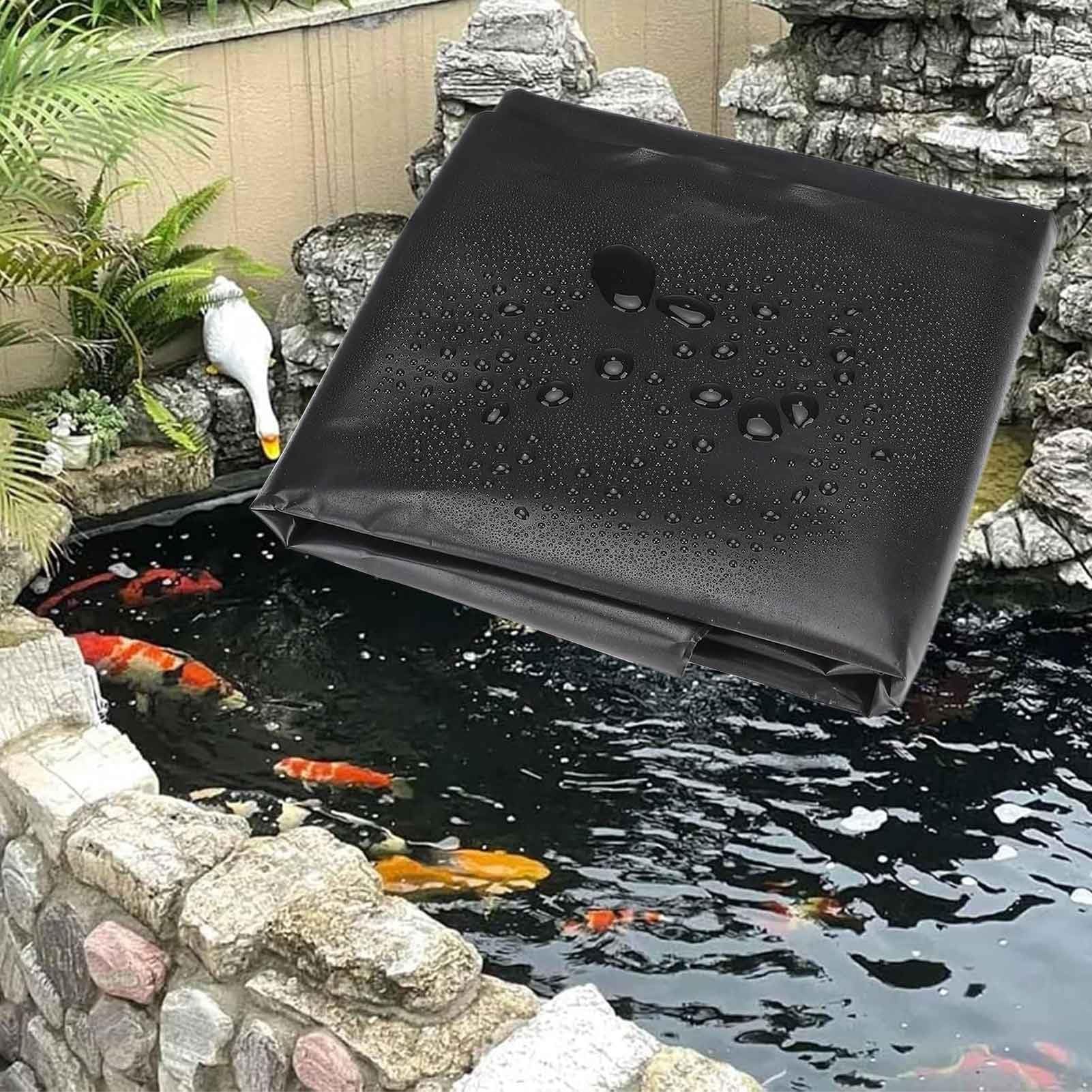 Revestimiento de HDPE para estanques, resistente y flexible, para cascadas, estanques y estanques de peces, 0,13 mm, 6 x 6 m, 7 x 8 m, 8 x 10 m, 10 x 12 m. Lona para estanques con depósito y fuente.(5
