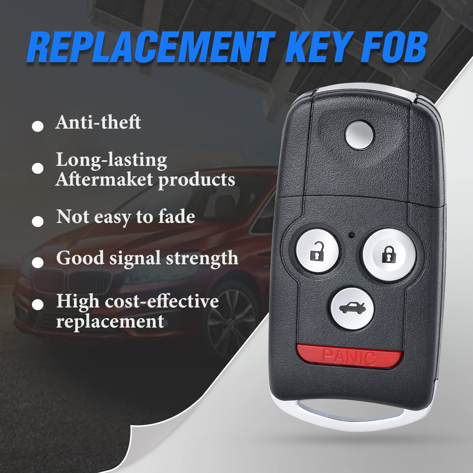 Keymall Telecomando di ricambio per chiavi auto per Acura MDX/RDX 2007 2008 2009 2010 2011 2012 2013 FCC ID:N5F0602A1A P/N:35111-STX-316 4 pulsanti..