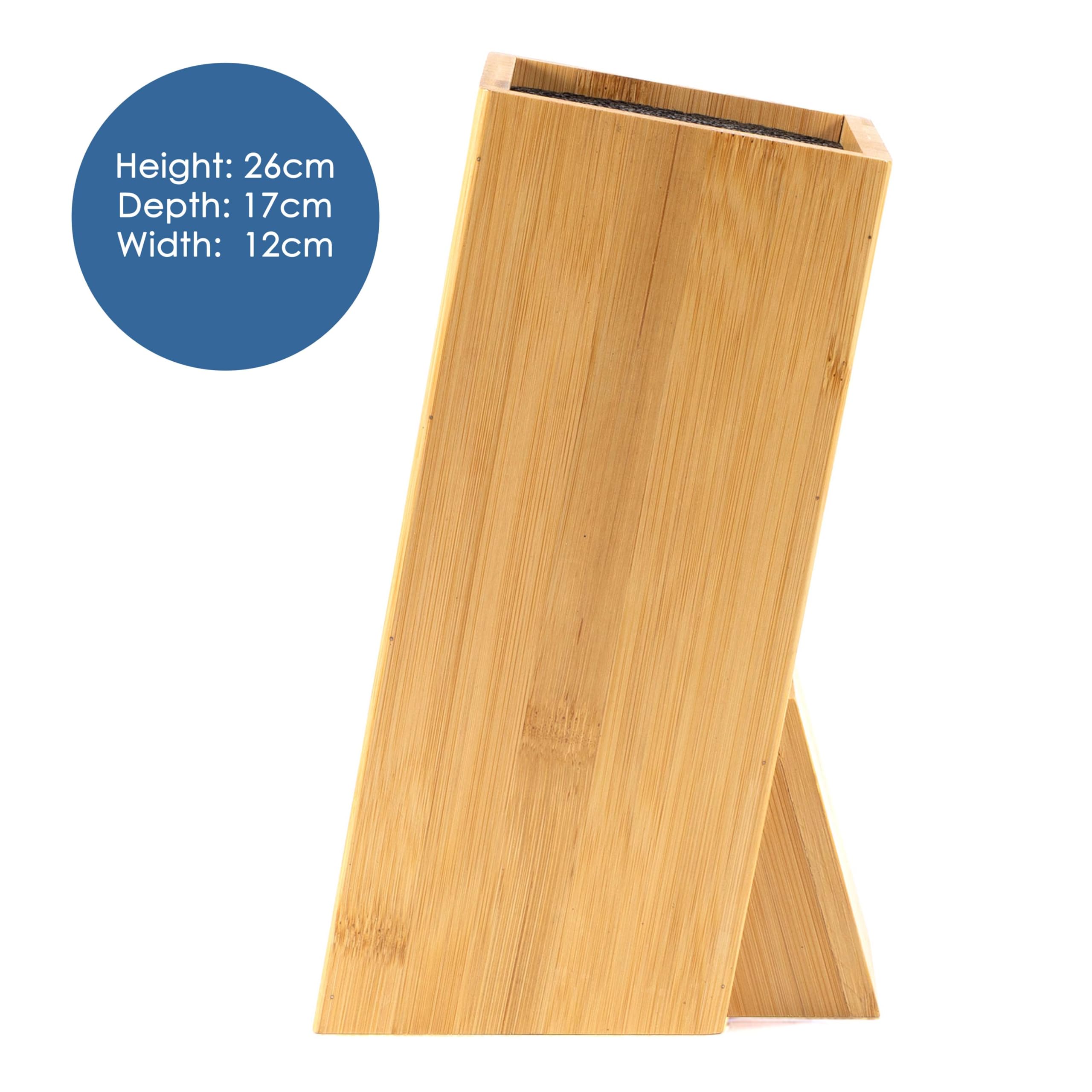 Hanseküche Bloc à couteaux - Porte-couteaux sans couteau - Planche à couteaux en bois (bambou, marron, carré, incliné, un compartiment)