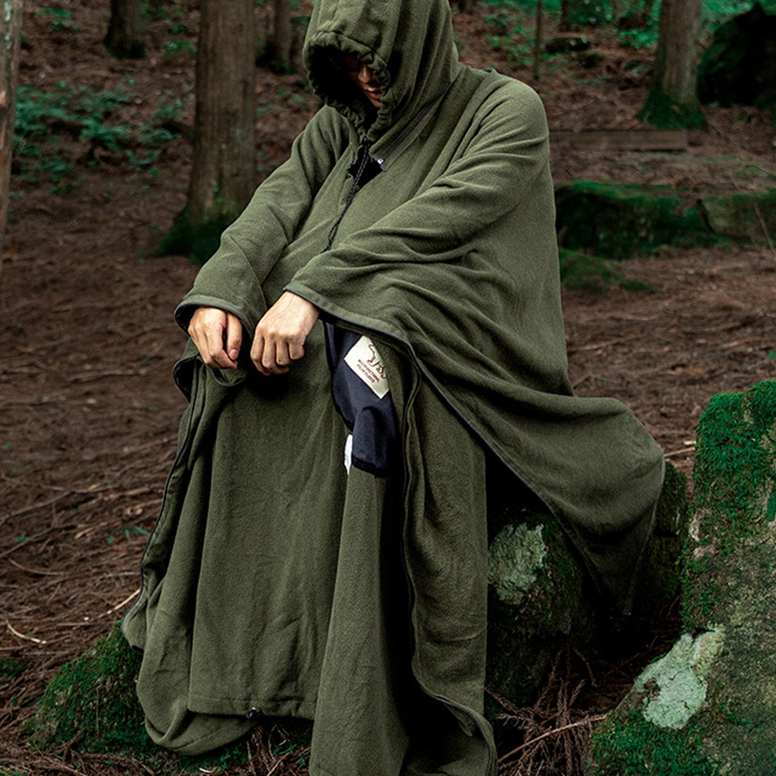 Sacco a pelo poncho, coperta poncho indossabile,Mantello per sacco a pelo | da campo in pile - Coperta da campeggio multiuso per stadio, coperta da campeggio con poncho con cappuccio, antivento, per ca