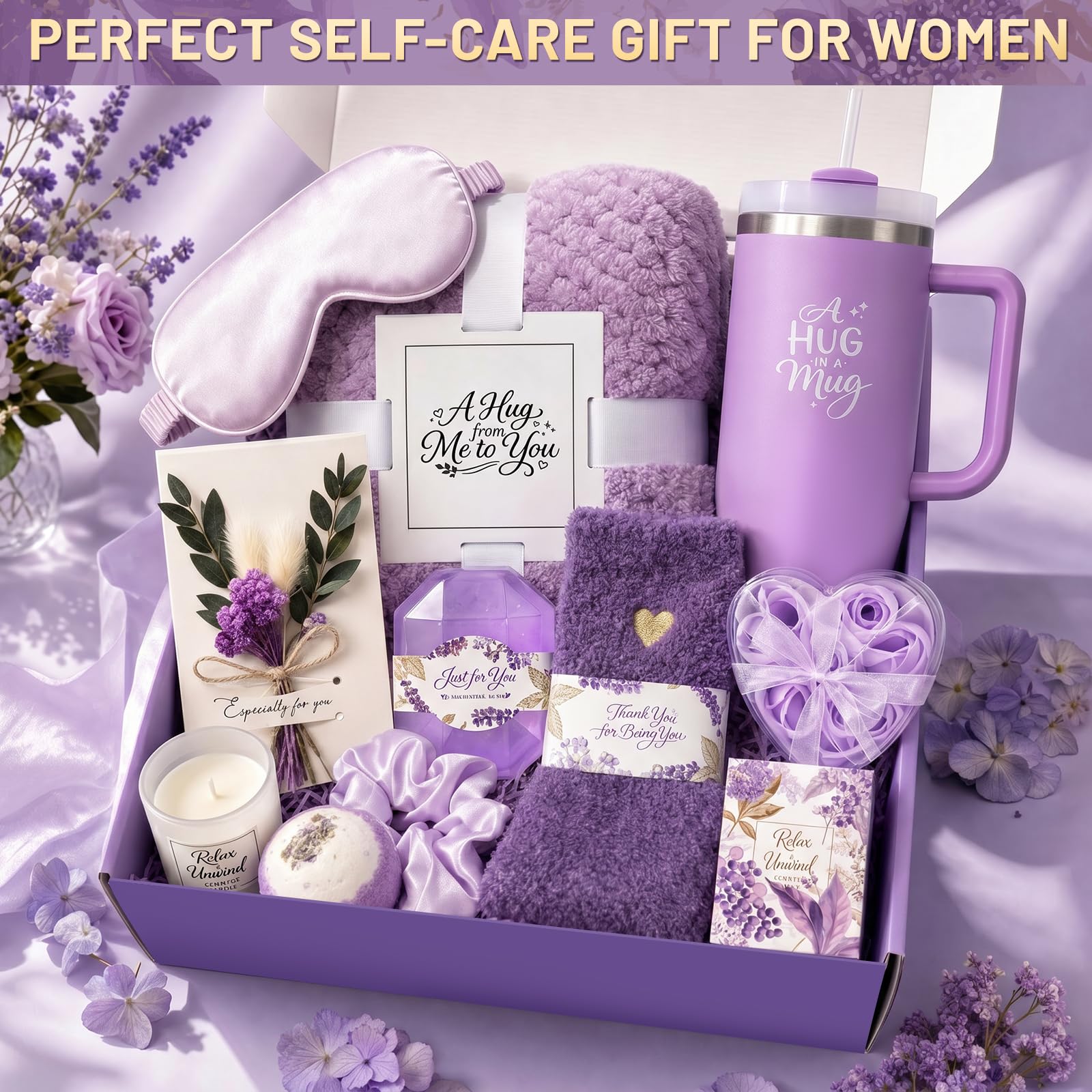 Regalo di compleanno per donna, cesto regalo di lusso per mamma, moglie, lei, regalo "Thinking of You", "Get Well Soon Care" da donna, confezione regalo per amica, sorella