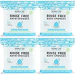 Scrubzz Disposable No Rinse Bathing Wipes - All-in-1 Single Use Shower Wipes, Simply Dampen, Lather, and Dry Without Shampoo or Rinsing (Unscented, 4-Pack)