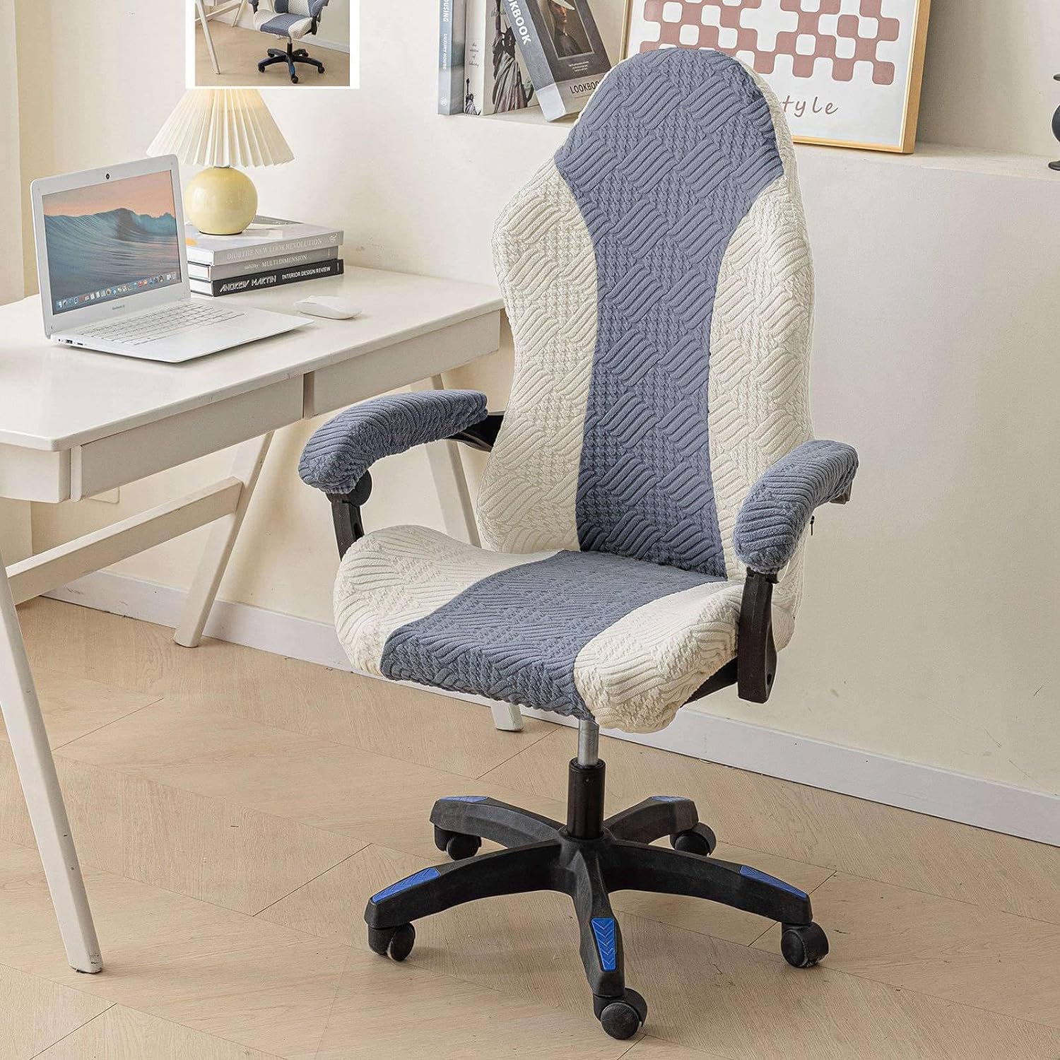 HACLEN Gaming Chair Cover Cat Scratch Proof Jacquard, Soft Spandex Gaming Chair Slipcovers Arms Attached Washable for Office Chair (3,one Size)