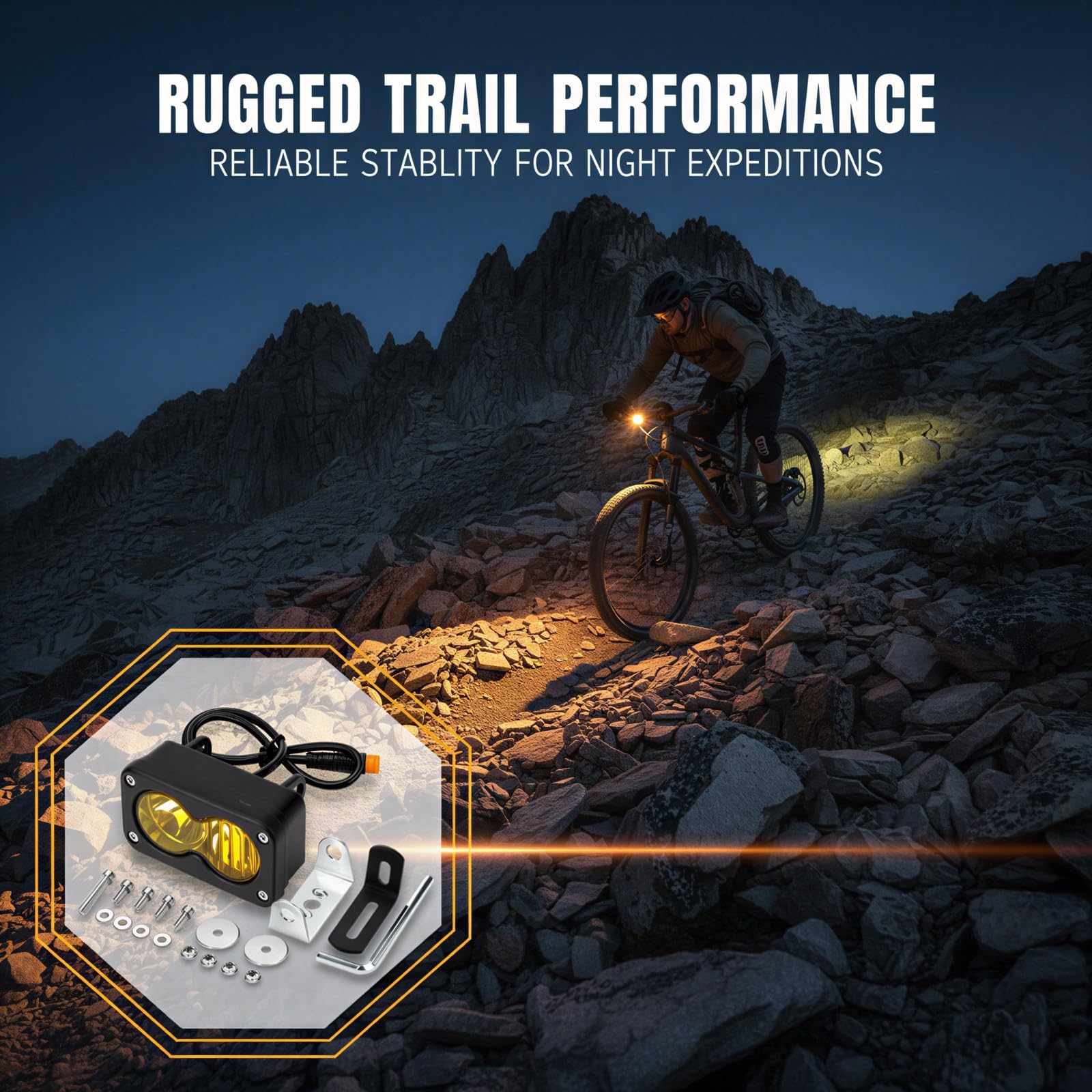 E-Bike-Scheinwerfer 3-polig, 20 W helle Fahrradlampe 3,03 x 3,03 Zoll, Motorradlampe mit gelbem Licht, LED-Nebellicht, kompatibel mit R1dstar Q20 Offroad-Mountain-Elektrofahrrad