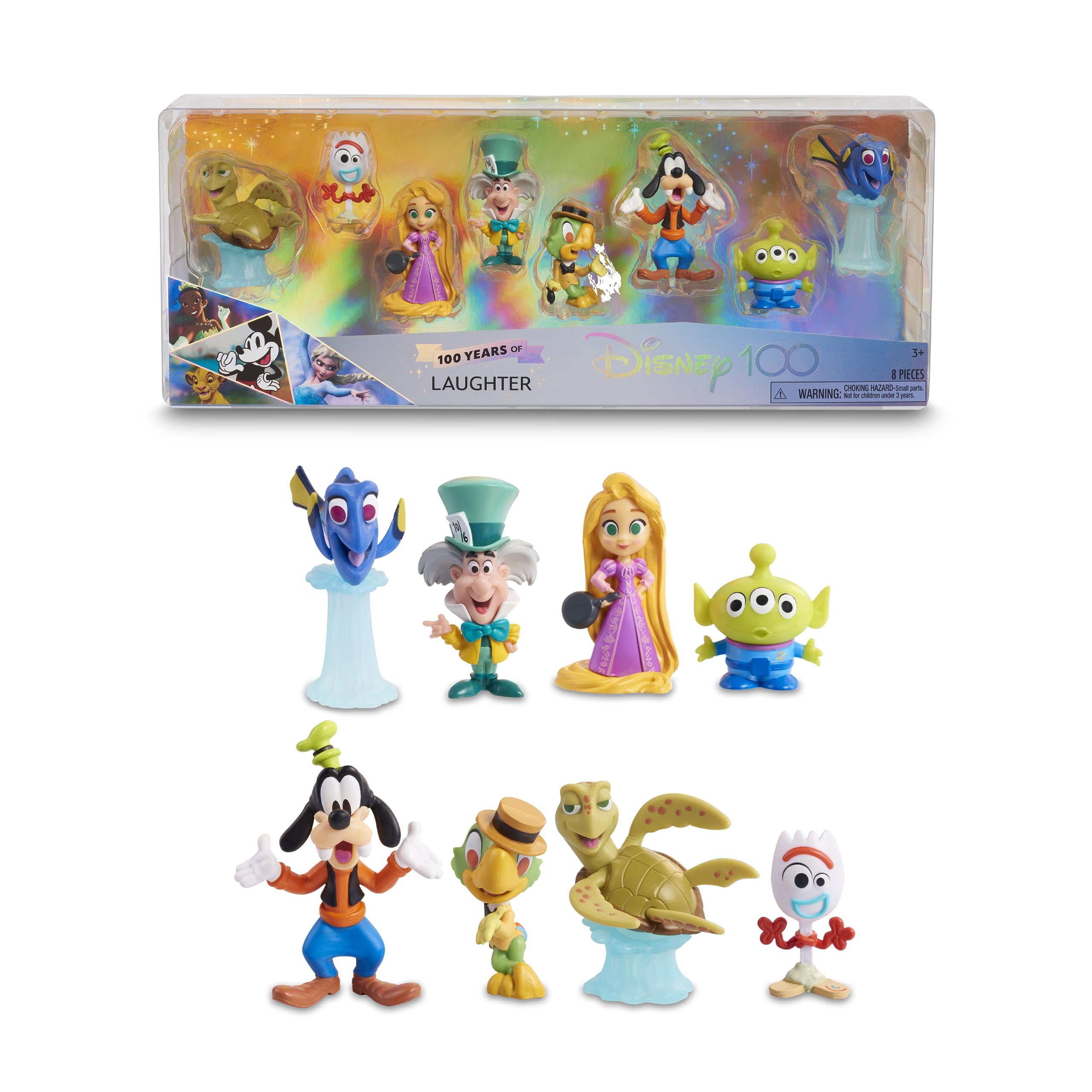 Famosa Disney 100 - Pack Laughter, giocattolo da collezione con personaggi Disney, include 8 personaggi diversi, licenza ufficiale al 100%, 12 da collezionare, 3 anni, (DED16200)