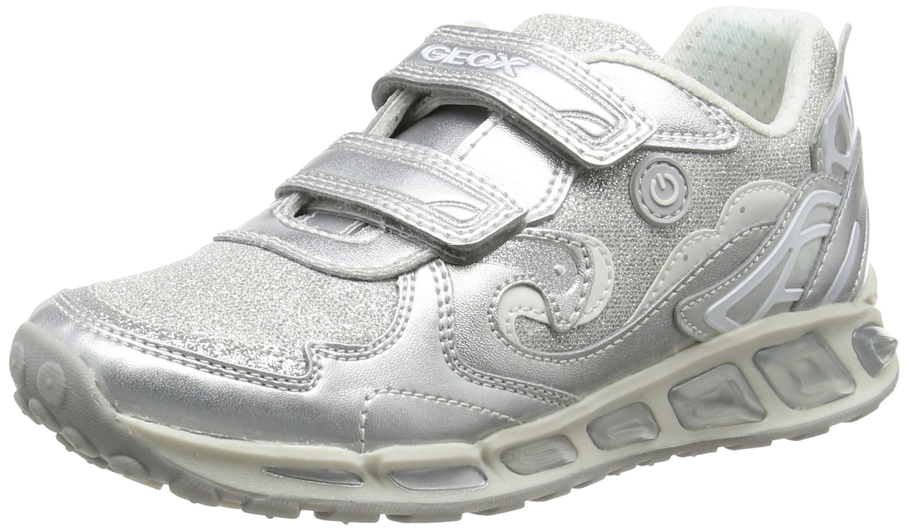 Geox Girl's J Shuttle 9-K, Silver/White, 25 EU/8.5 M US Toddler