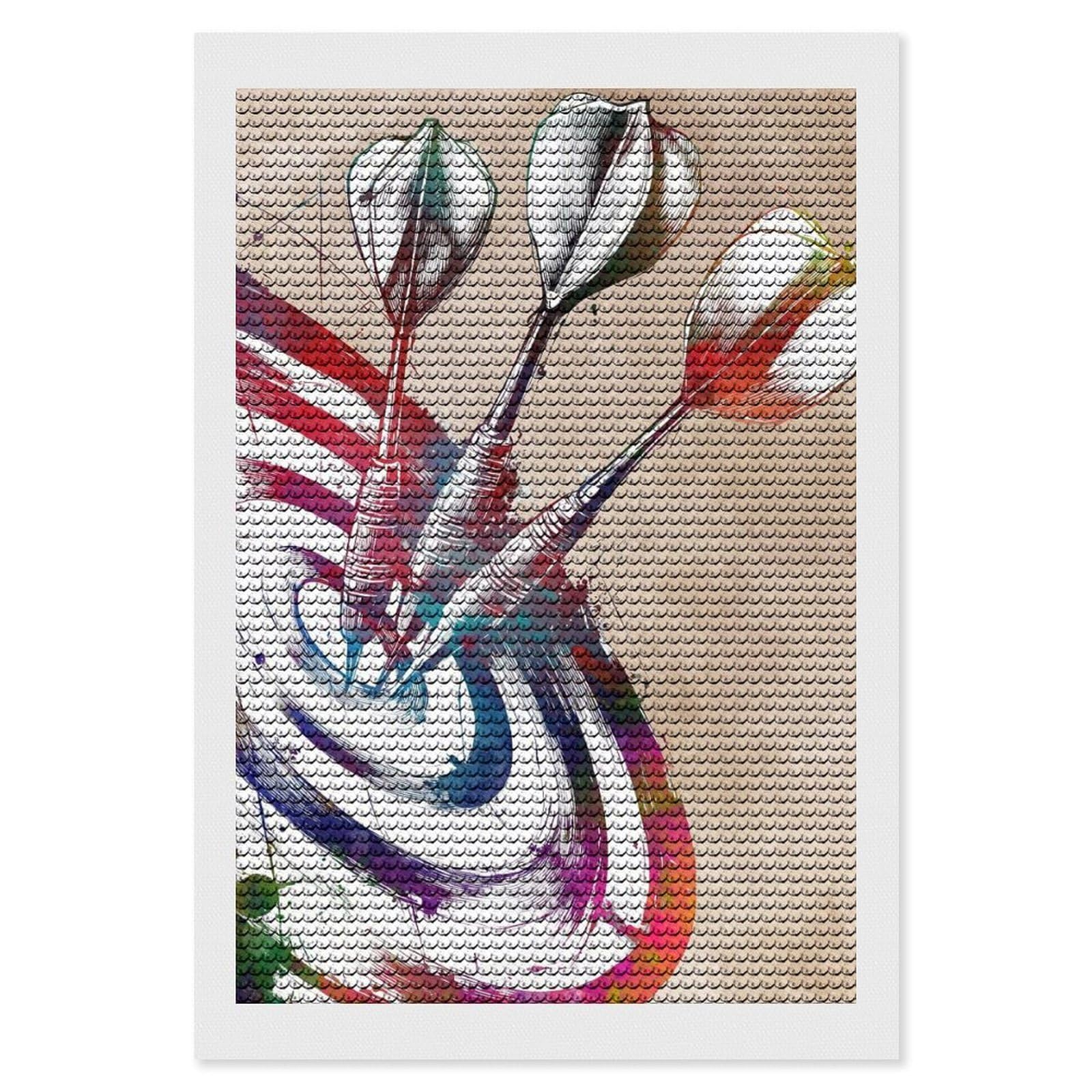 Junmoney Darts Hitting Target, Watercolor Style Diamond Art Kit 8"x12", Neat Printed Canvas, Finish and Display, Relaxing DIY Hobby, Living Room Decor