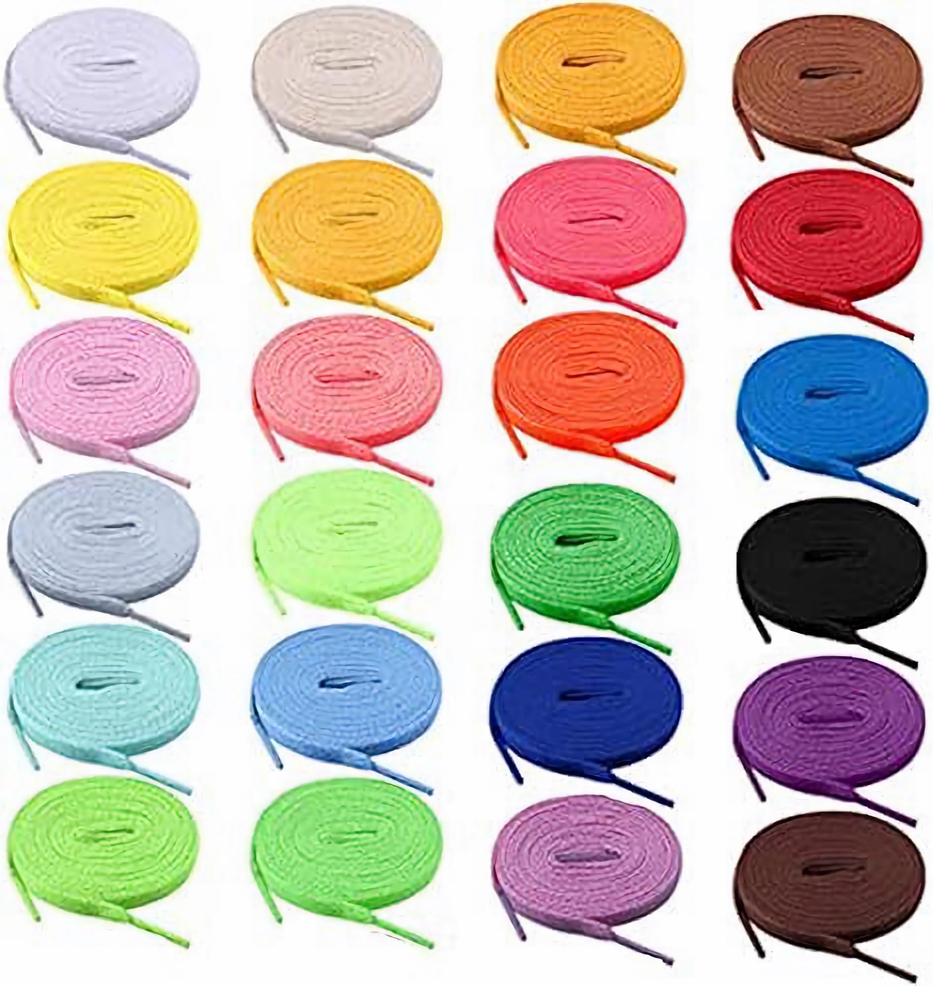 Eowppue Red Shoe Laces 24 Pairs Multi-Colors Flat Shoelaces 47Inch Colo Shoe Laces Alternative Sneakers & Running Shoelaces Strings For Sneakers Boots Skates For Adult & Kids