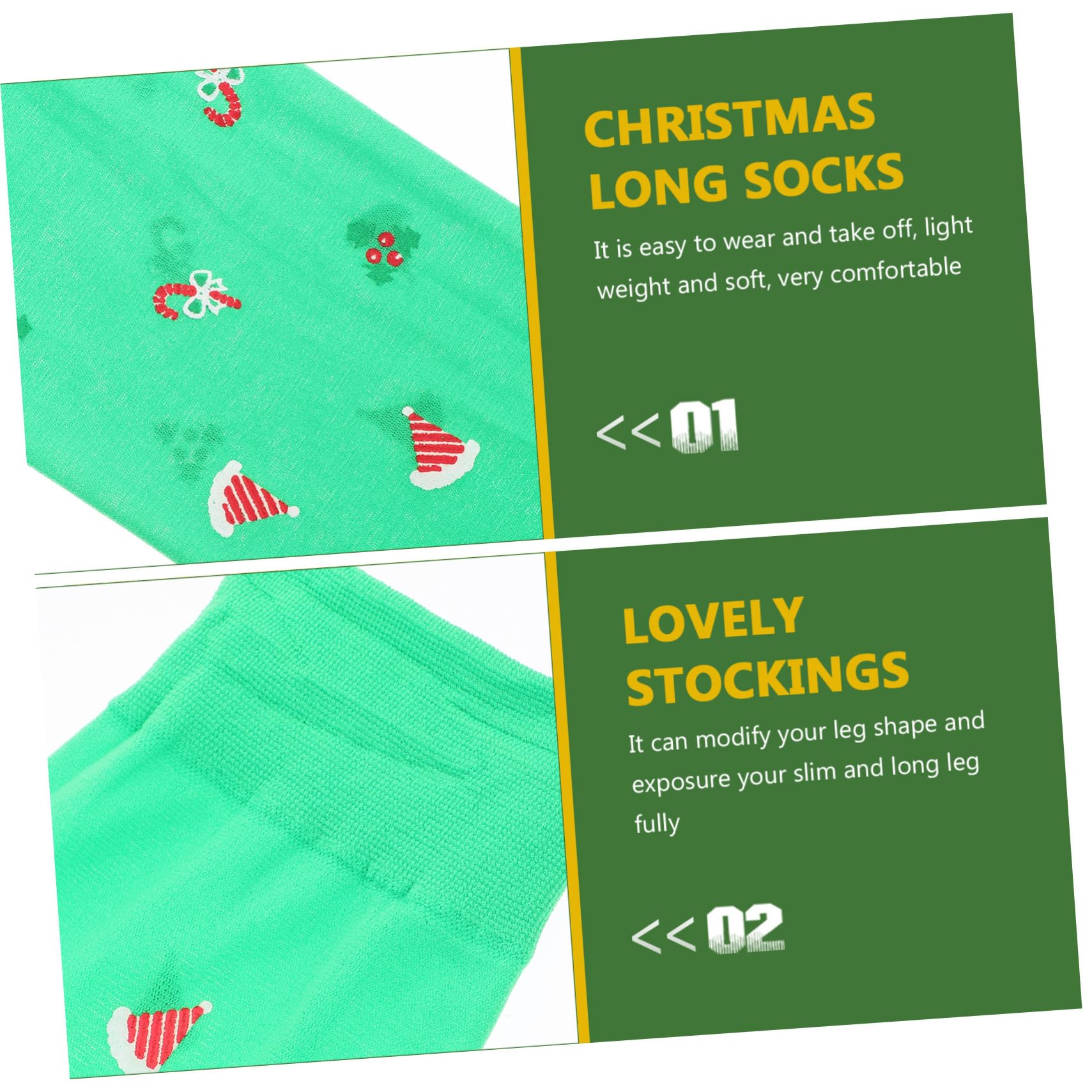 3 Paires Chaussettes Dessus Genou de Noël pour Légères et Confortables avec Motifs Festifs de Adaptées pour Hiver