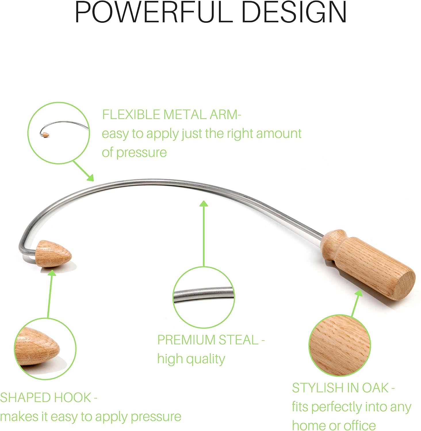 Handheld Massage Tool - Professional Powerful Trigger Point Self Massager with Hook – Deep Kneading and Tissue Massaging for Neck, Back, Shoulder, Foot. Made by Chiropractic Therapist.