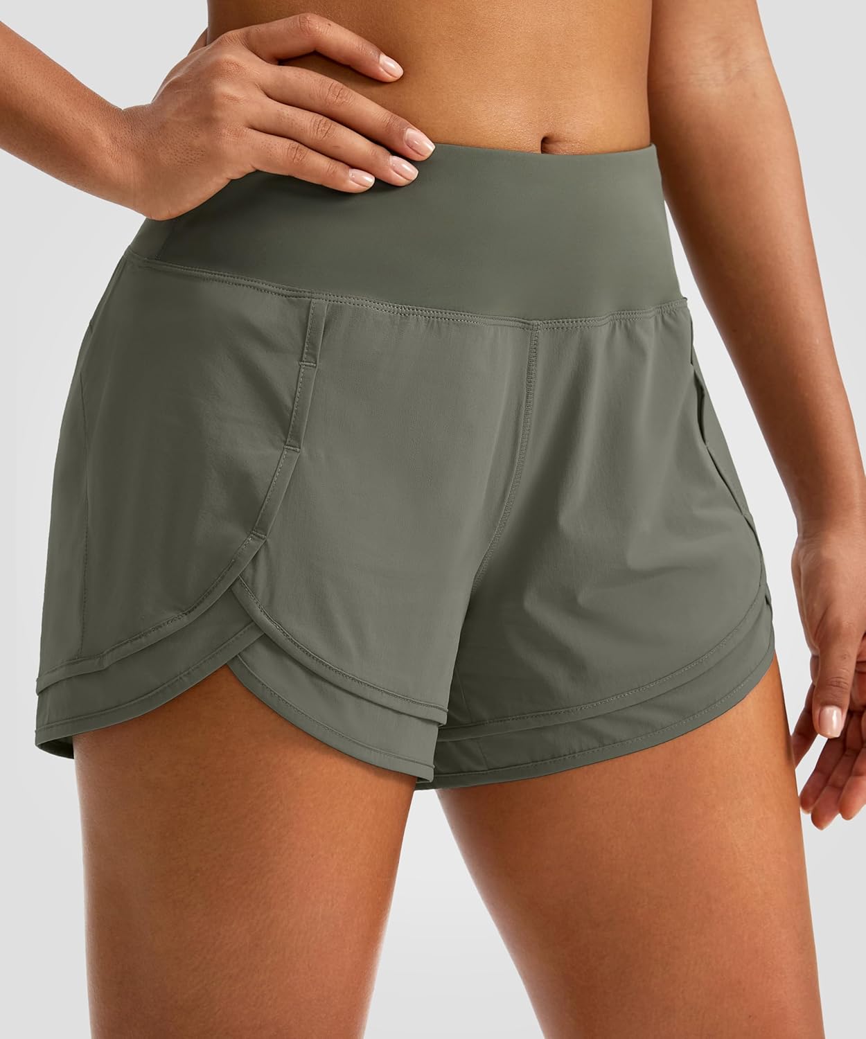 Soothfeel Women's Running Shorts High Waisted Quick-Dry 3 Inch Gym Workout Athletic Shorts for Women with Zipper Pocket - Image 2