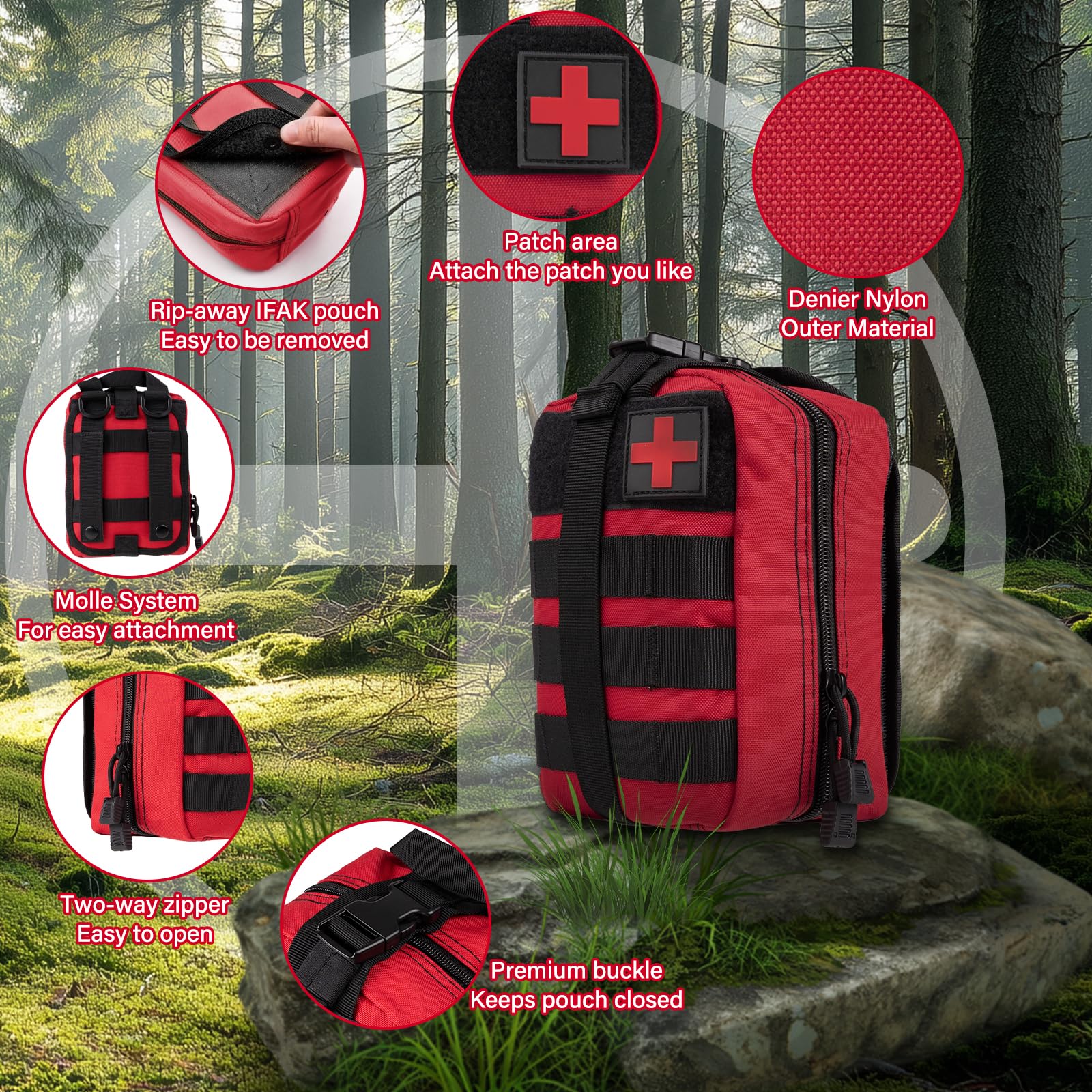 336 Stück Survival First Aid Kit Outdoor Notfall Trauma Ausrüstung Erste Hilfe Set Medizinische Taktische Tasche Medizinische Tasche für Zuhause, Auto, Schule, Camping im Freien