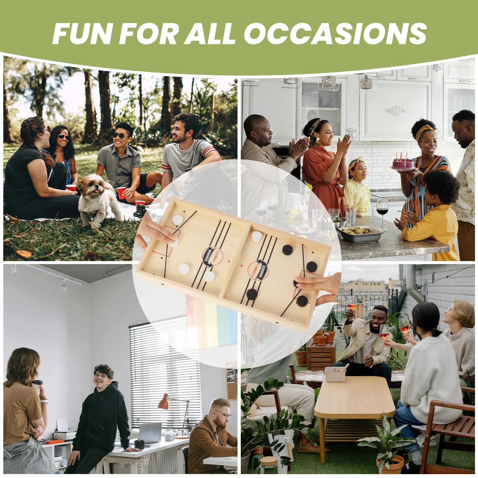 WOODENFUN 16 in Fast Sling Puck Game,Wooden Hockey Super Foosball Table,Desktop Battle Parent-Child Interaction Winner Slingshot Game,Adults and Kids Family Toys - Image 6