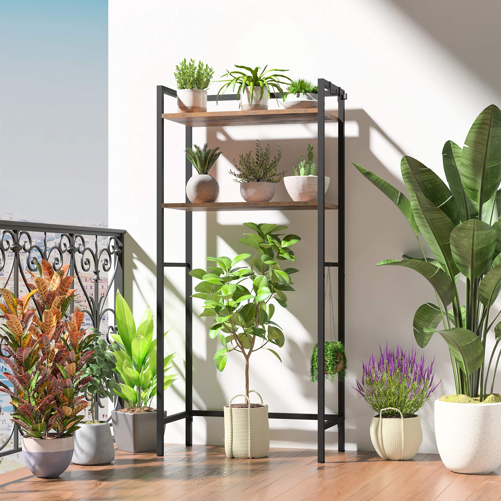 HOOBRO Over The Toilet Storage, 2Tier Bathroom Space Saver with Hooks