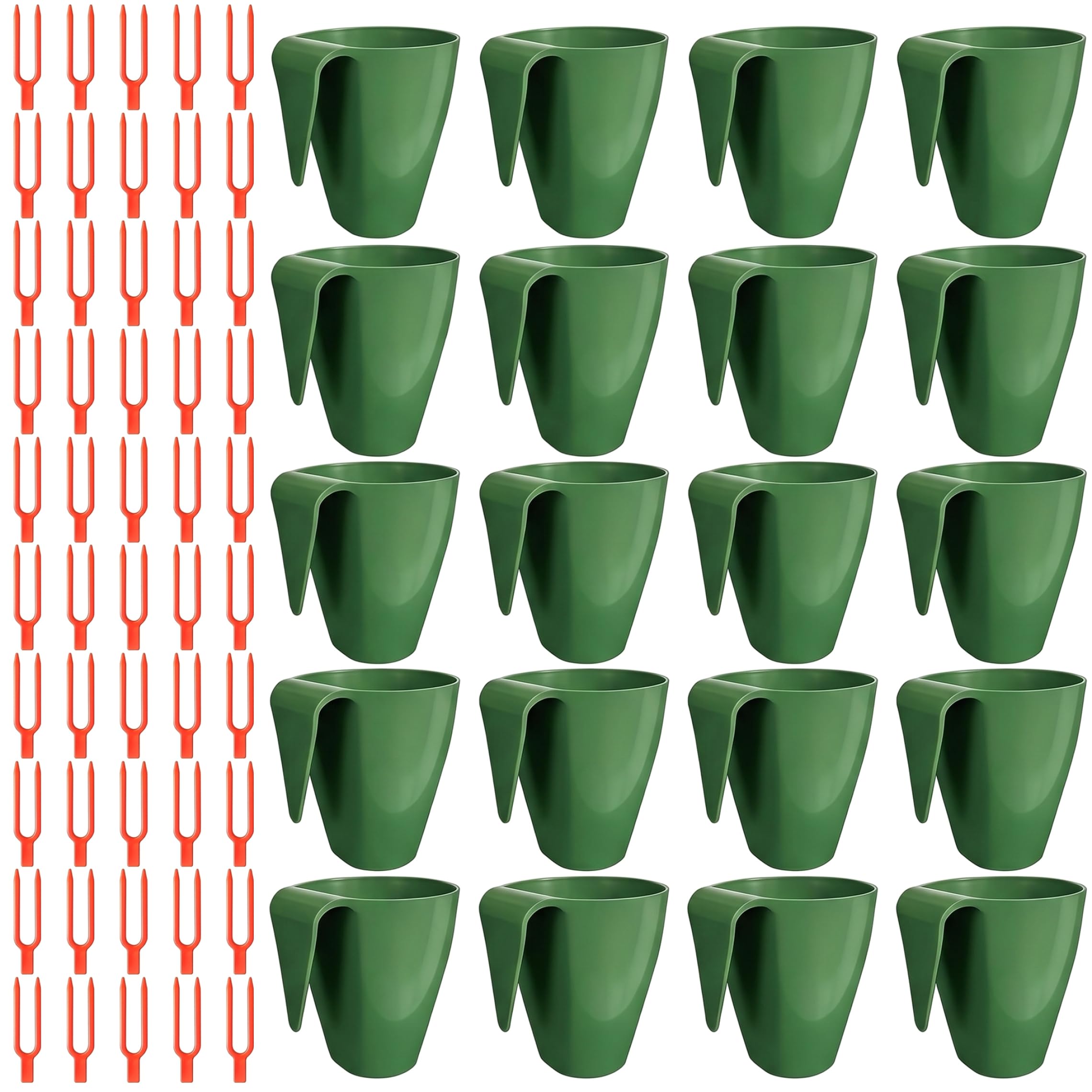 Neptuiby Propagation Cups Propagation Pots Plant Cups 20PCS Small Strawberry with 50 Vine Press forks Plastic Planter for Runner Rooting & Transplanting