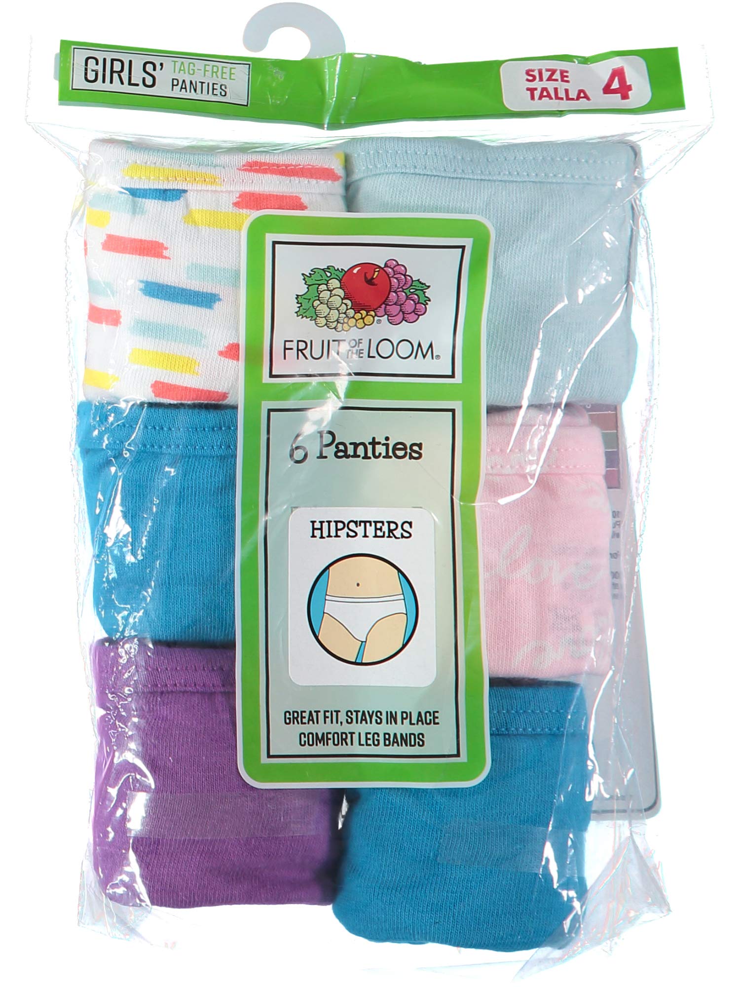 Fruit of the Loom Biancheria intima hipster da ragazza in cotone (confezione da 6 hipster (assortiti), 14, Confezione da 6 hipster (assortiti), 14