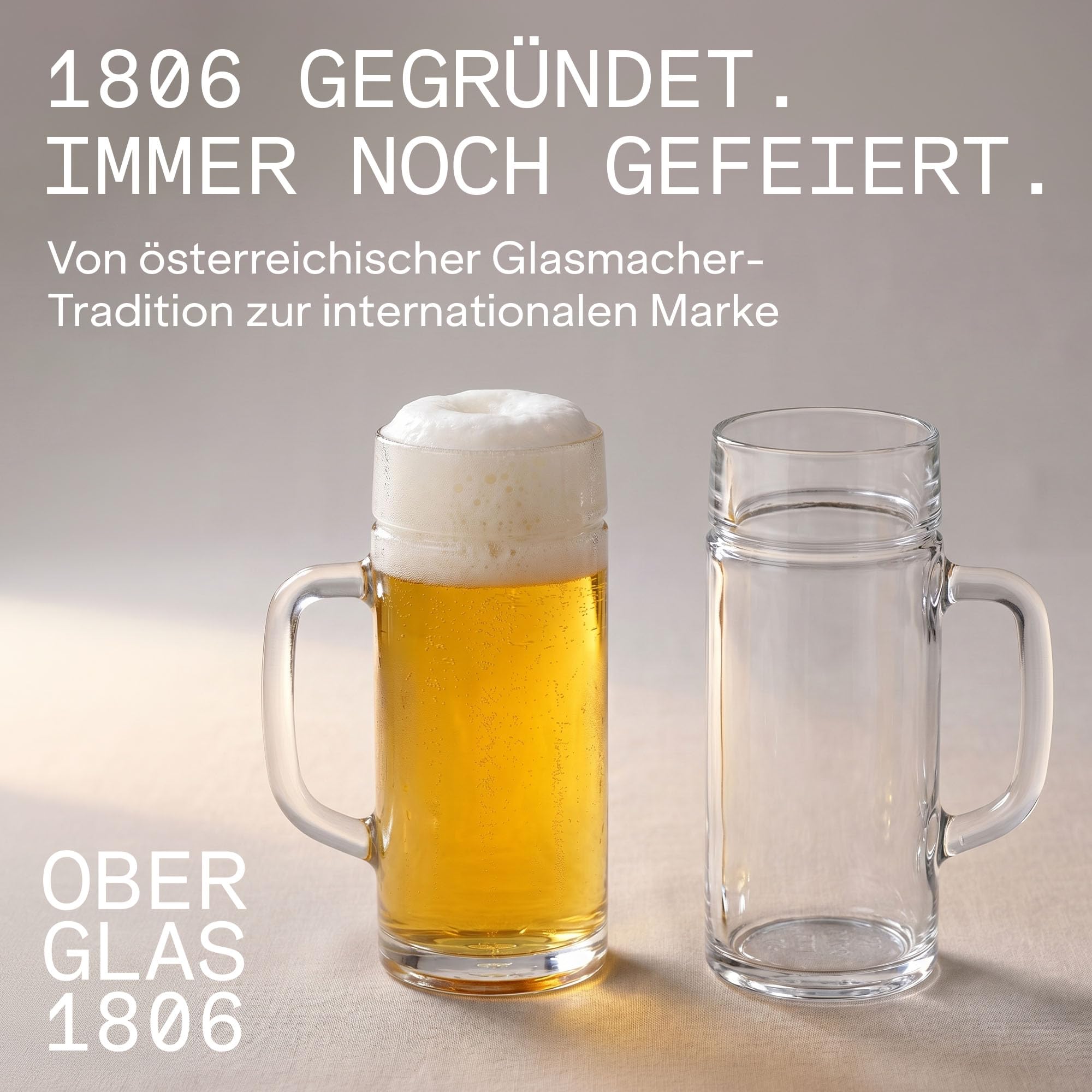 Stölzle Oberglas Light Mug Bierkrug leicht 500 ml, Bierkrüge 6er-Set | Moderne Bierkrüge im minimalistischen Design, 25 % leichter und mit glatter Oberfläche, stoßfest & spülmaschinengeeignet