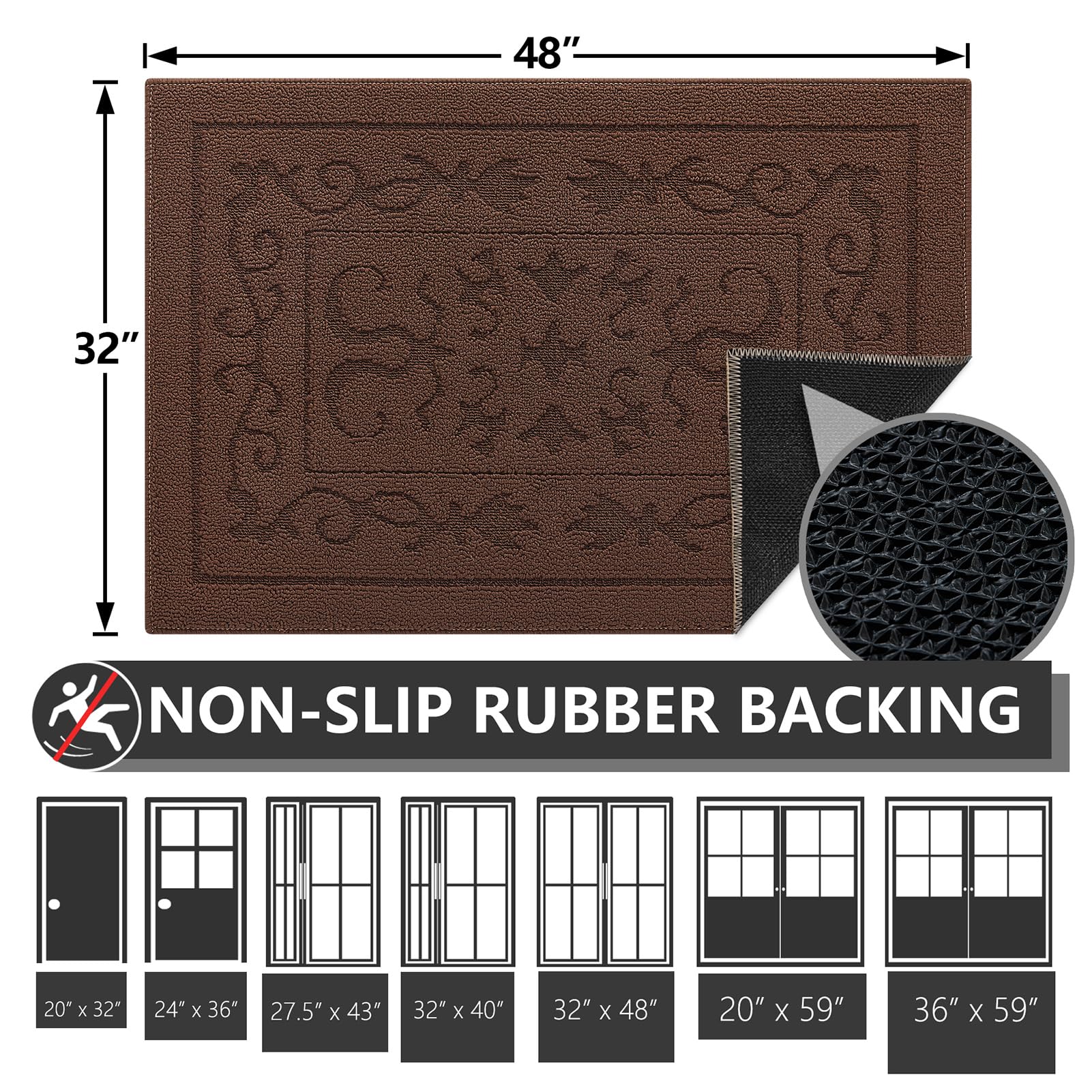 Tapete para Puerta de Interior, tapete de Interior para Entrada, Antideslizante, superabsorbente, Resistente a la Suciedad, Lavable a máquina, de bajo Perfil, Alfombra para Puerta Interior, Alfombra