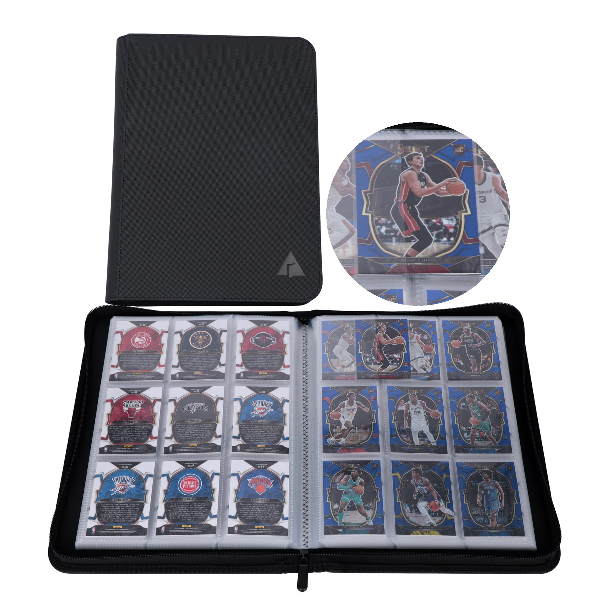 Rayvol Card Binder for 35PT Sports Cards, 9 Pocket Fit 360 Cards, Ringless Trading Card Album - Includes 20 Double-Sided Clear Pages for TCG