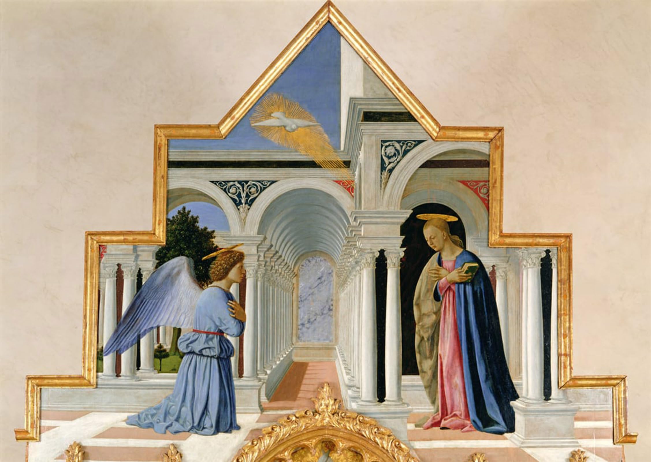 SERENDIPITP Vintage Wall Art Canvas Nordic Poster Canvas Print Picture Annunciation and Lady and Child with Saints by Piero Della Francesca Wall Art Poster for Home Decor 60x90cm