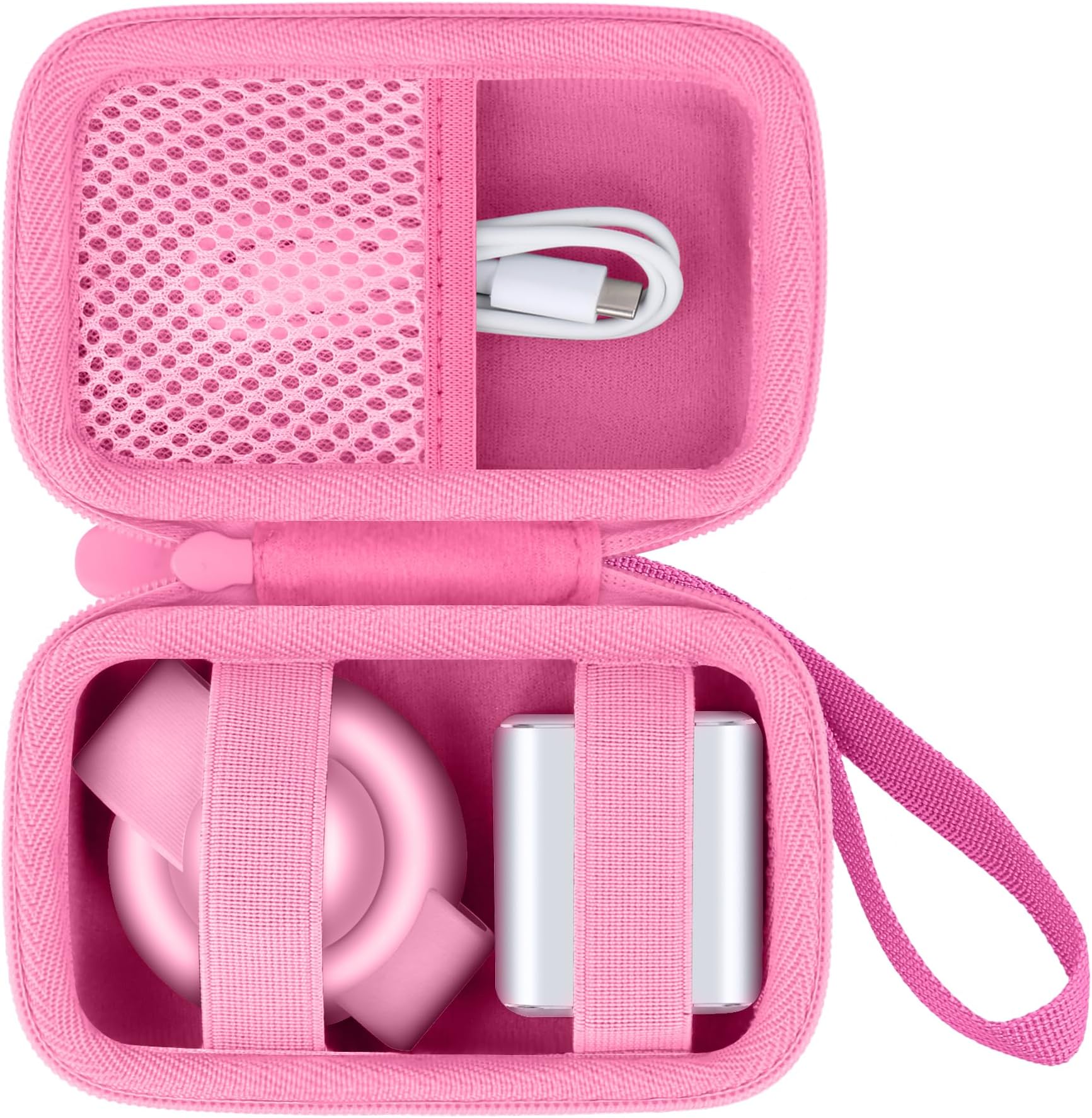 co2CREA Case for Anker MagSafe UFO 3-in-1 MagGo Wireless Charger Station 15W Foldable Travel Charging Pad, Hard Travel Case Compatible with Anker MagGo Charging Station and Adapter (Pink Case)