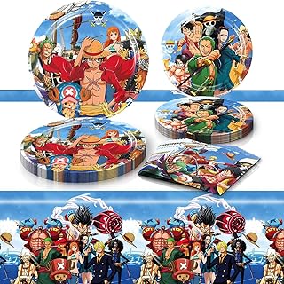 Zempertoopa One Piece Party Tableware, One Piece Party Supplies Set, Paper Tableware, Paper Plates, Cups, Napkins for Chil...