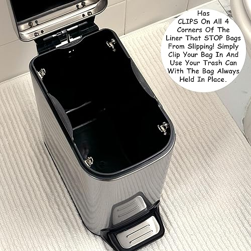 Miniatura 3 de Homie Bote de basura delgado de cierre suave de 6 litros1.6 galones con forro antideslizante y tapa, uso como mini cesta de basura, cubo de polvo
