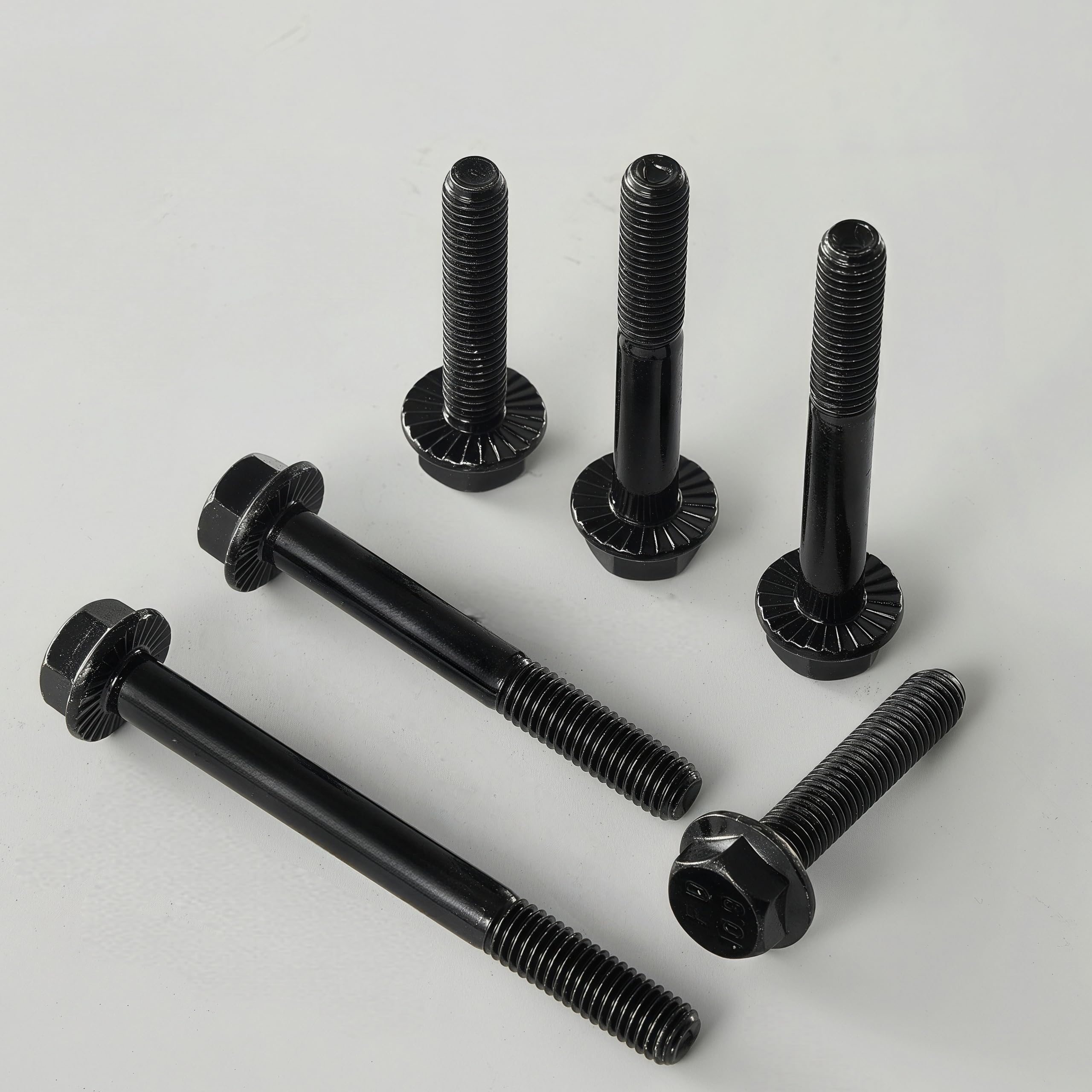 Viti M8 x 80 mm M8-1,25 10.9 in acciaio al carbonio DIN 6921, esagonali con flangia, ossido nero, filettatura parziale, 6 pezzi