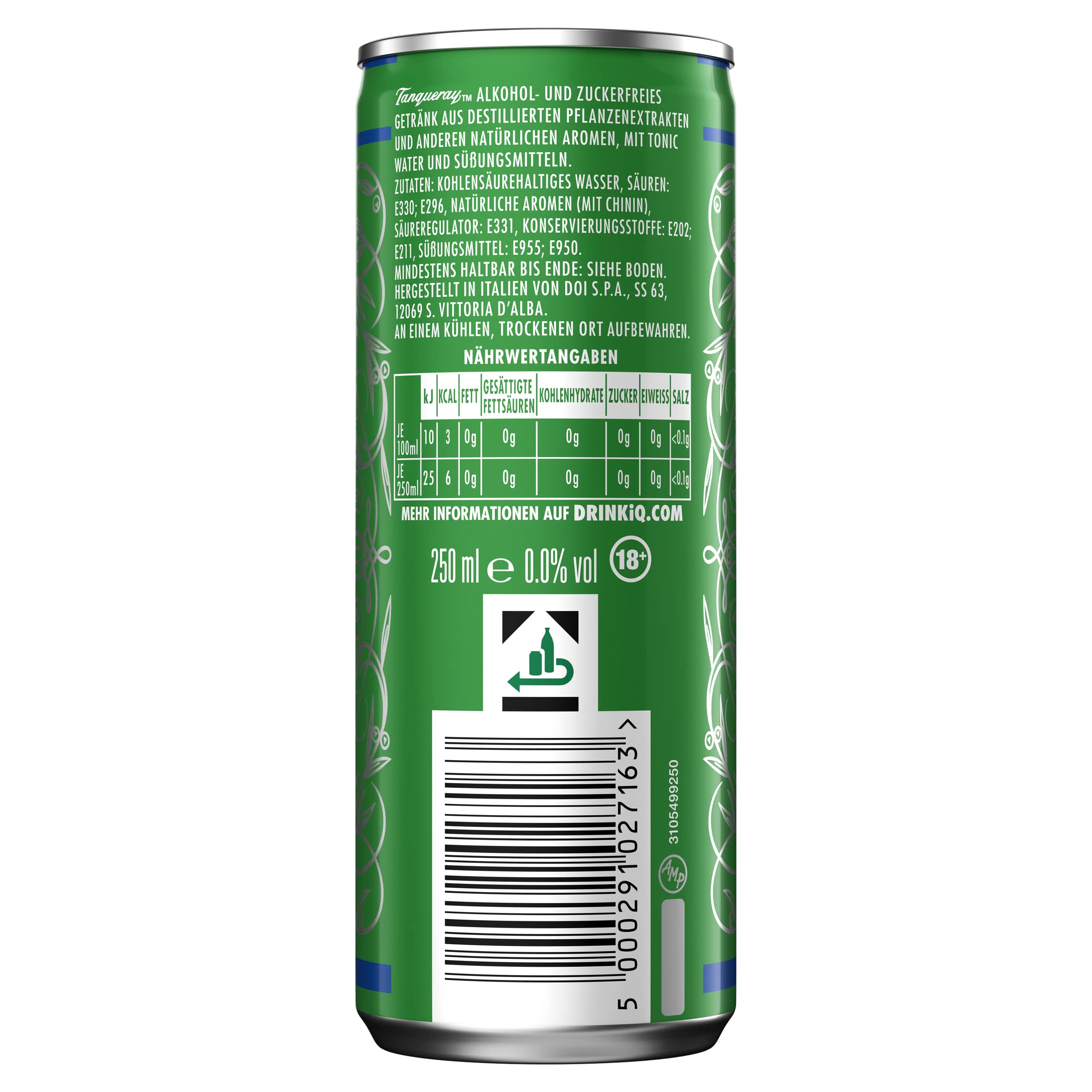 Tanqueray Ginebras 00 y Tonic 250 ml x 12