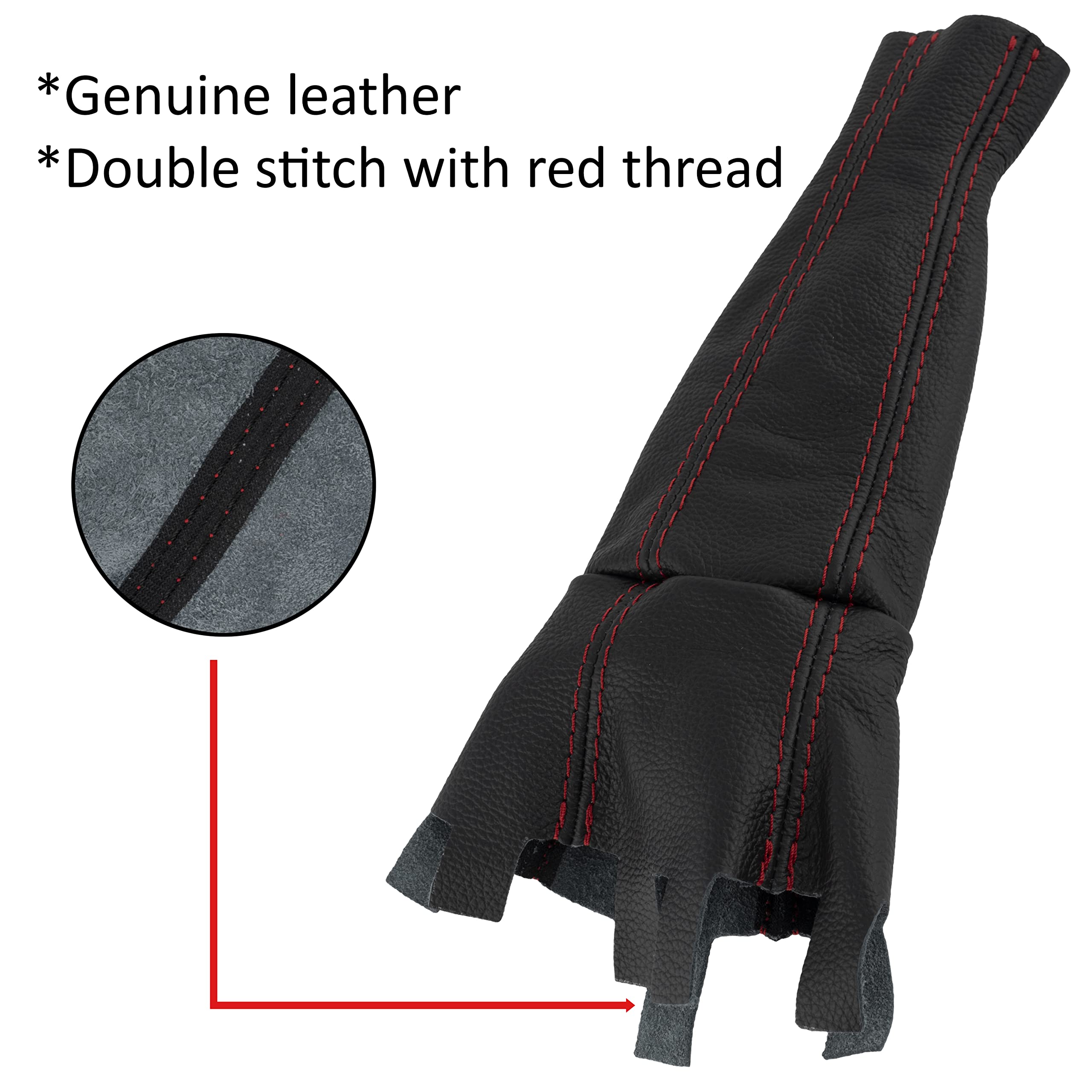 Soufflet Levier De Vitesse AERZETIX Cuir Véritable Noir/Rouge - Compatible Honda Civic Type R 2007-2011 - Boîte Manuelle