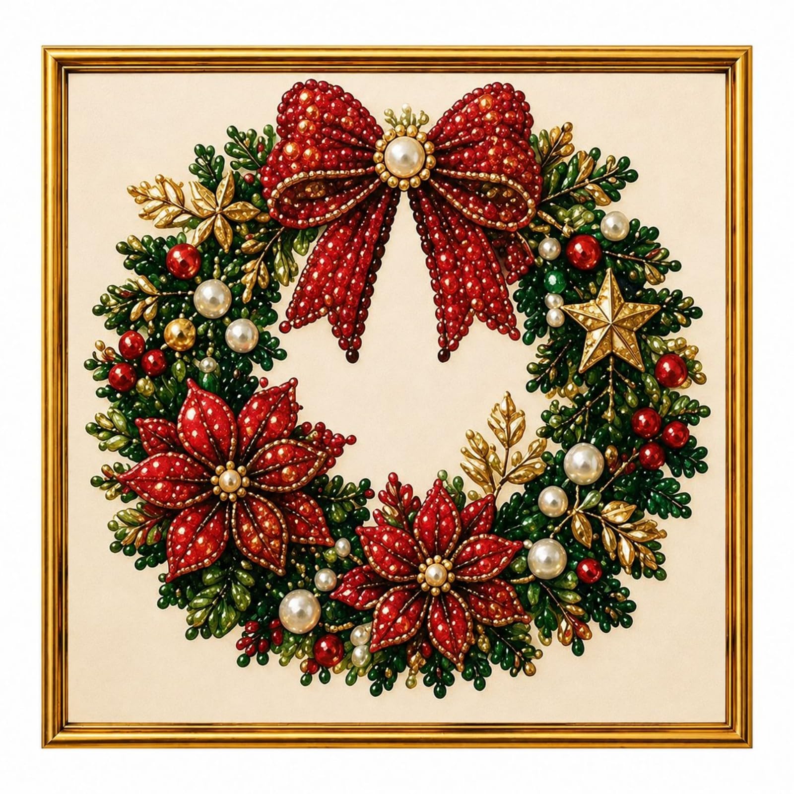 DIY Christmas Pearl Diamond Painting Kit with Frame, 3D Pearl Bead Art Craft for Adults & Beginners, Festive Gem Art for Christmas Home Wall Decor, Seasonal Craft Gift โ image 1