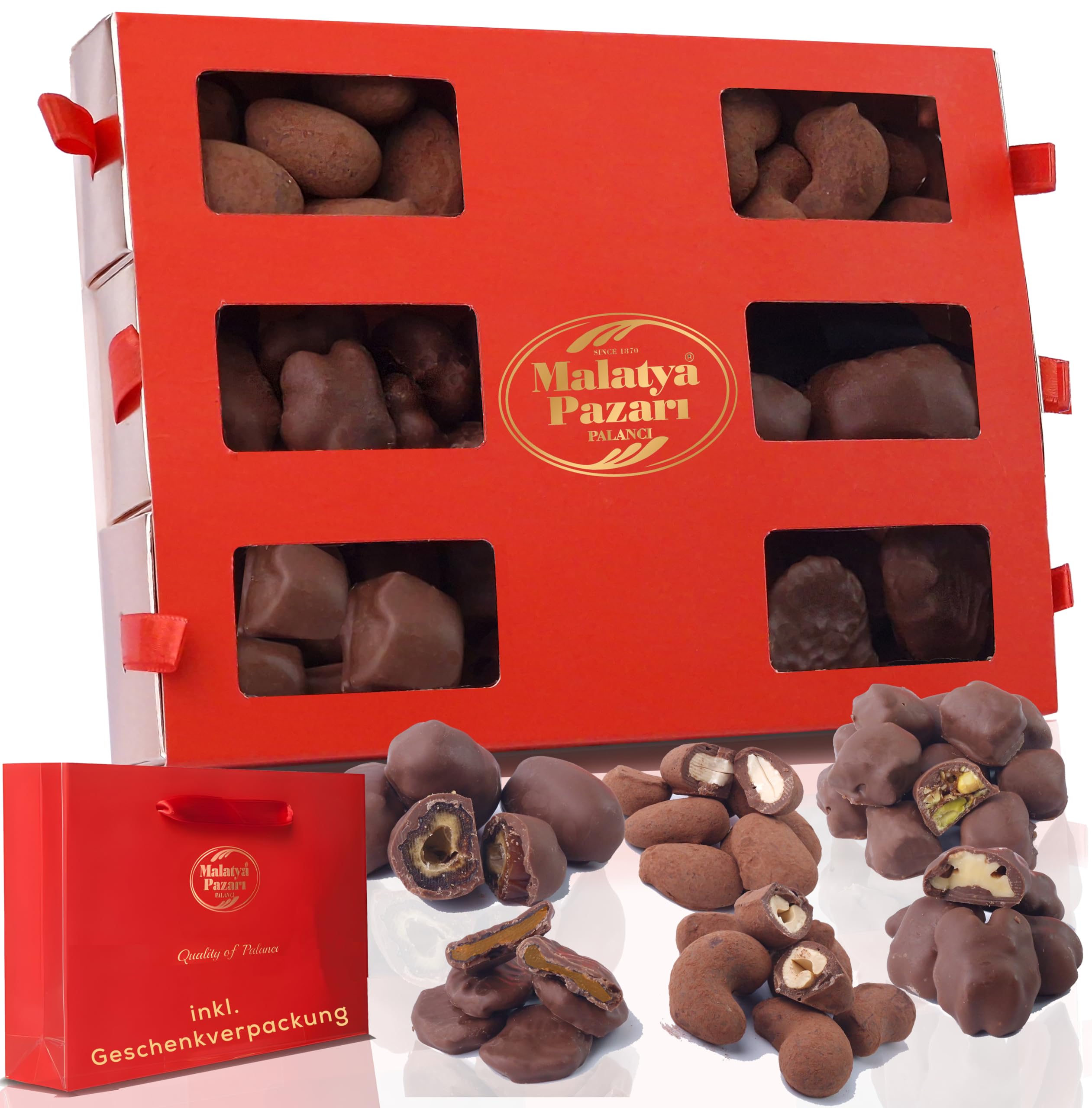 Palanci | Chocolate Allstars Premium 6in1 | Chocolate Gift 550 gr. | Finest Nuts, Dates, Dried Fruits Chocolate Hamper | Chocolate Box