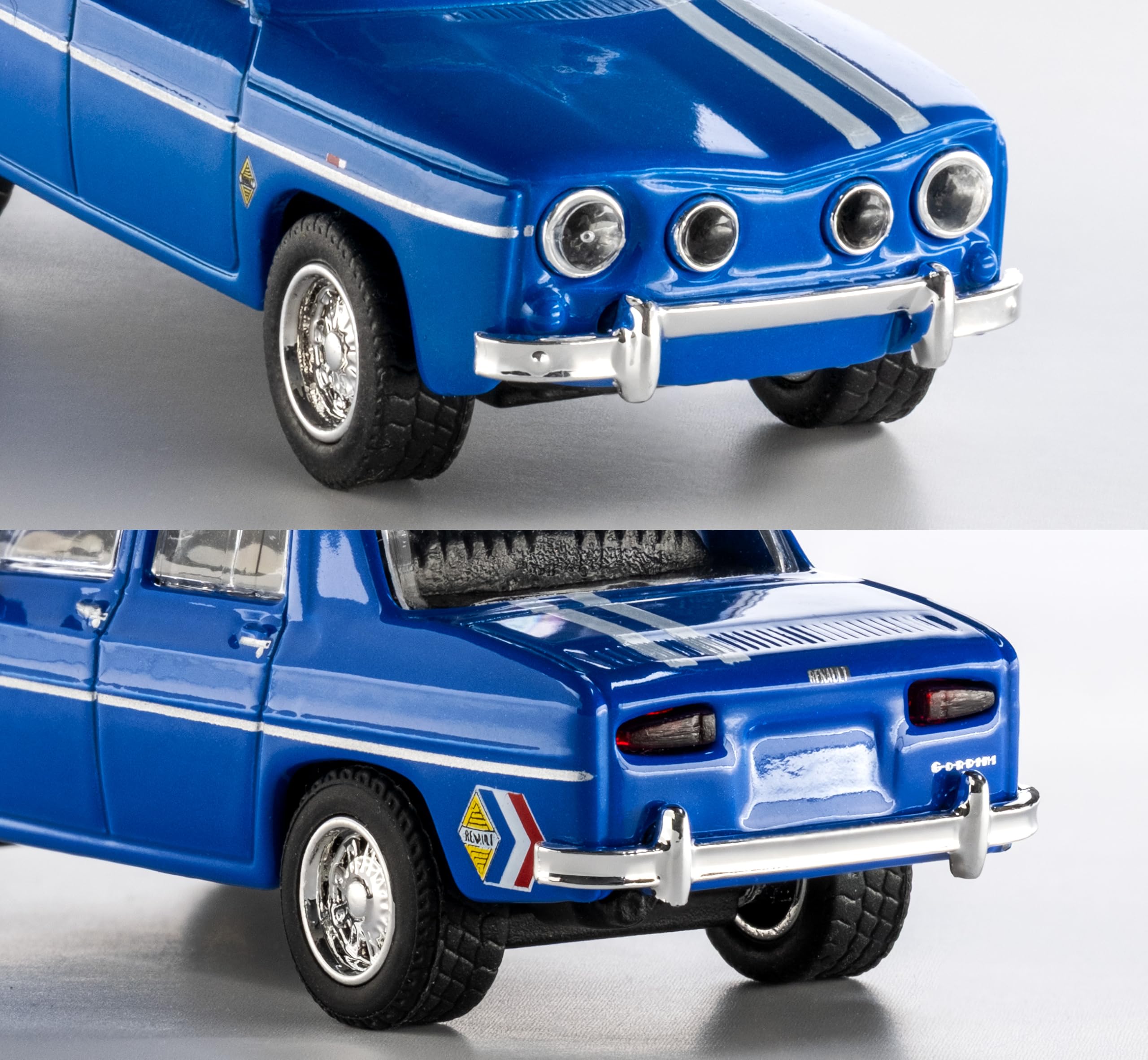 Majorette Auto Collection 1966 Renault R8 Gordini – samochód kolekcjonerski z metalową obudową, gumowymi oponami i case, szczegółowy model samochodu w skali 1:64, niebieski, dla kolekcjonerów i dzieci
