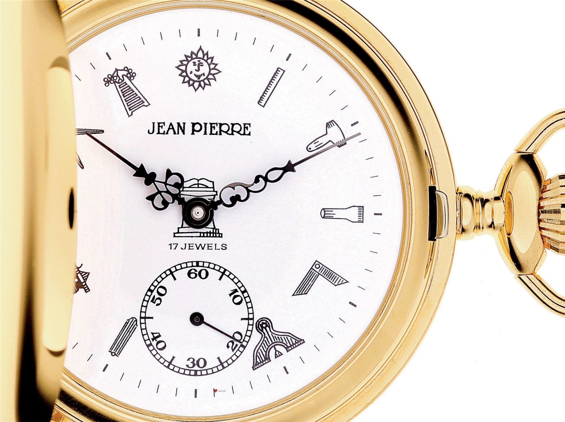 I LUV LTD Full Hunter Masonic Pocket Watch Gold Plated with Masonic Icons - Presentation Box
