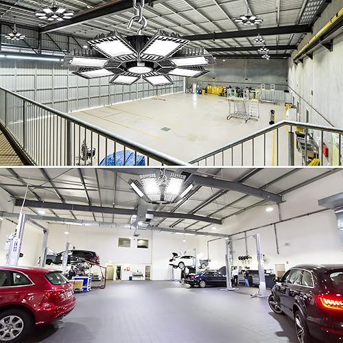 Miniatura 4 de Fucoda Luz LED de alta bahía de 250 W, 35,000 lúmenes, luz industrial comercial para tienda, con cables de 5 pies, luces LED de alta bahía para