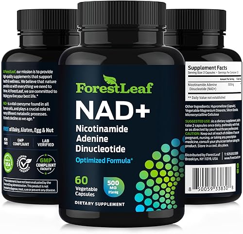 Miniatura 9 de Suplemento NAD+ - 500 mg de NAD Plus puro para energía, concentración, piel y apoyo antienvejecimiento - Suplementos NAD sin gluten sin OMG para