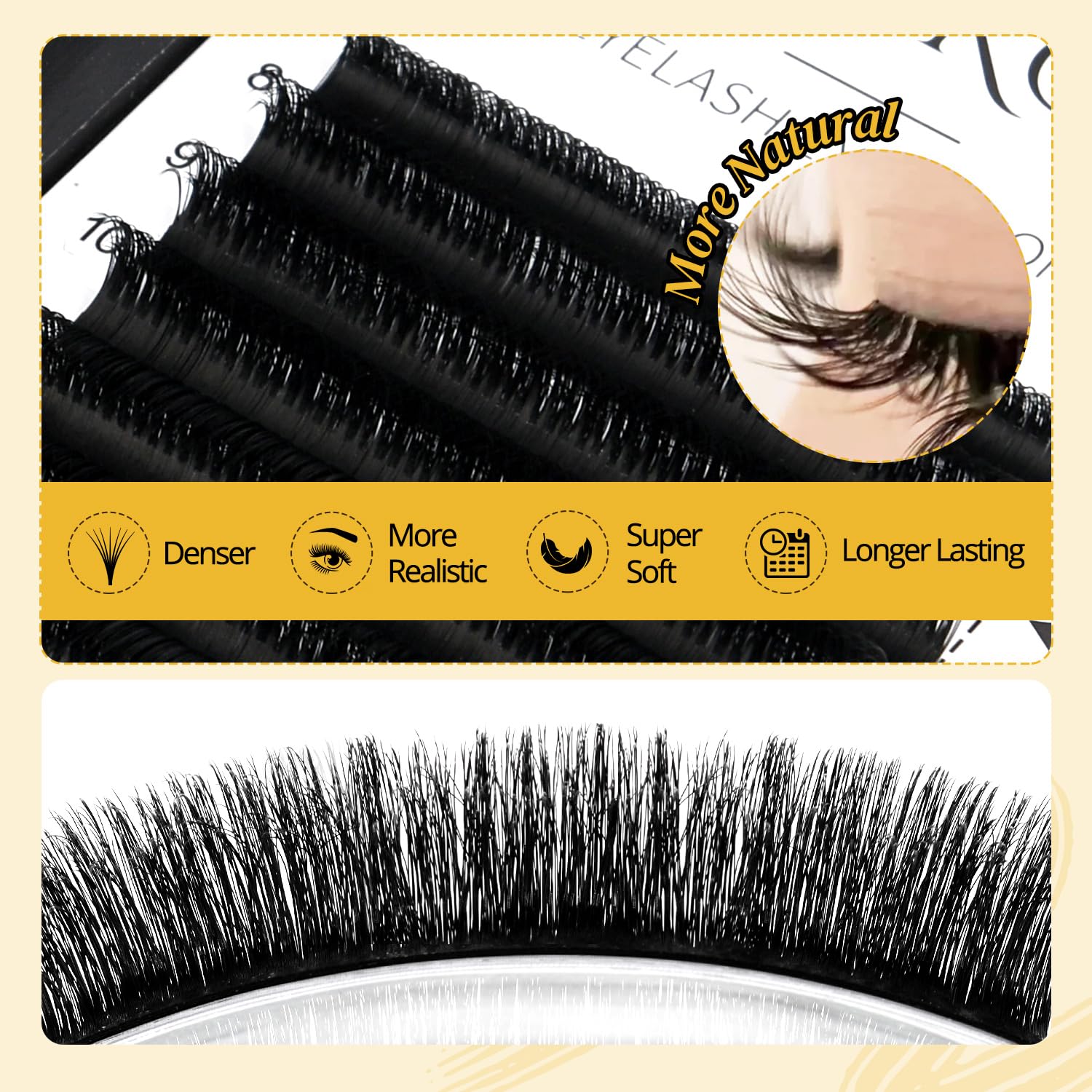 ACTROL 3D Easy Fan Lashes 0.05 C Curl 8-15mm Mixed Eyelash Extensions Tray, Self Fanning Volume Lashes, Faux Mink - Image 4