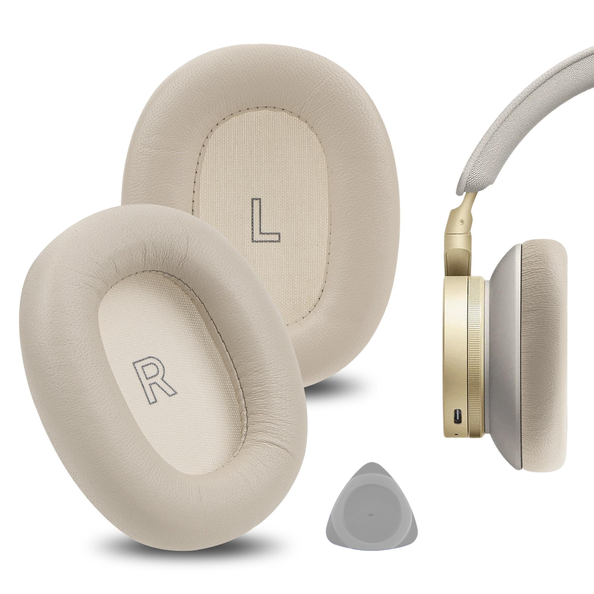 Geekria Elite - Cuscinetti auricolari di ricambio in pelle di pecora per cuffie Bang & Olufsen Beoplay H95, parti di riparazione (oro)