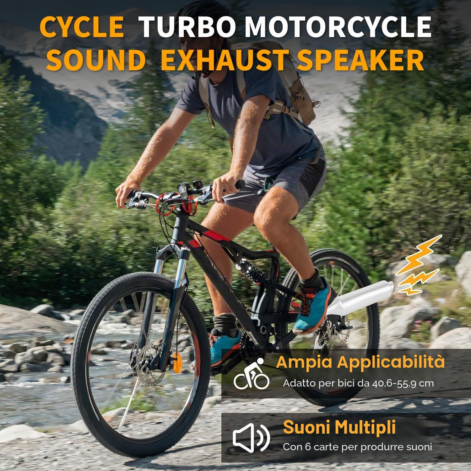 VOBOR Sistema Audio di Scarico per Bicicletta, 3 Suoni Diversi 6 Schede Audio, Gadget Modifiche Bici per Bici da 16-22 Pollici