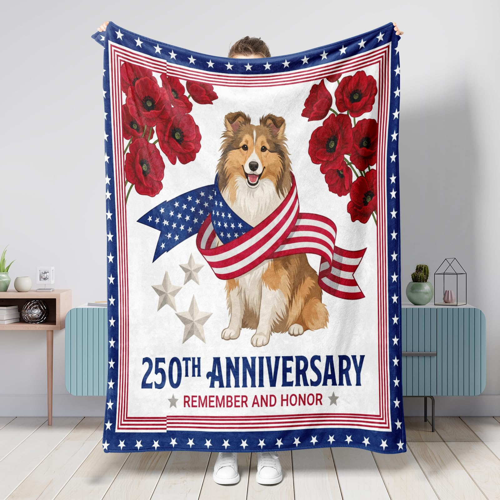 Couverture pelucheuse pour très grand lit 152x203 cm avec motif Berger des Shetland