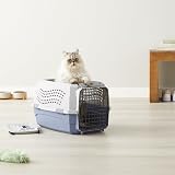 Amazon Basics Hard-Sided Cat Carrier, Two-Door Top-Load Pet Dog/Cat Travel Box Carrier, Blue, 58 L x 38 W x 33 H cm - 13