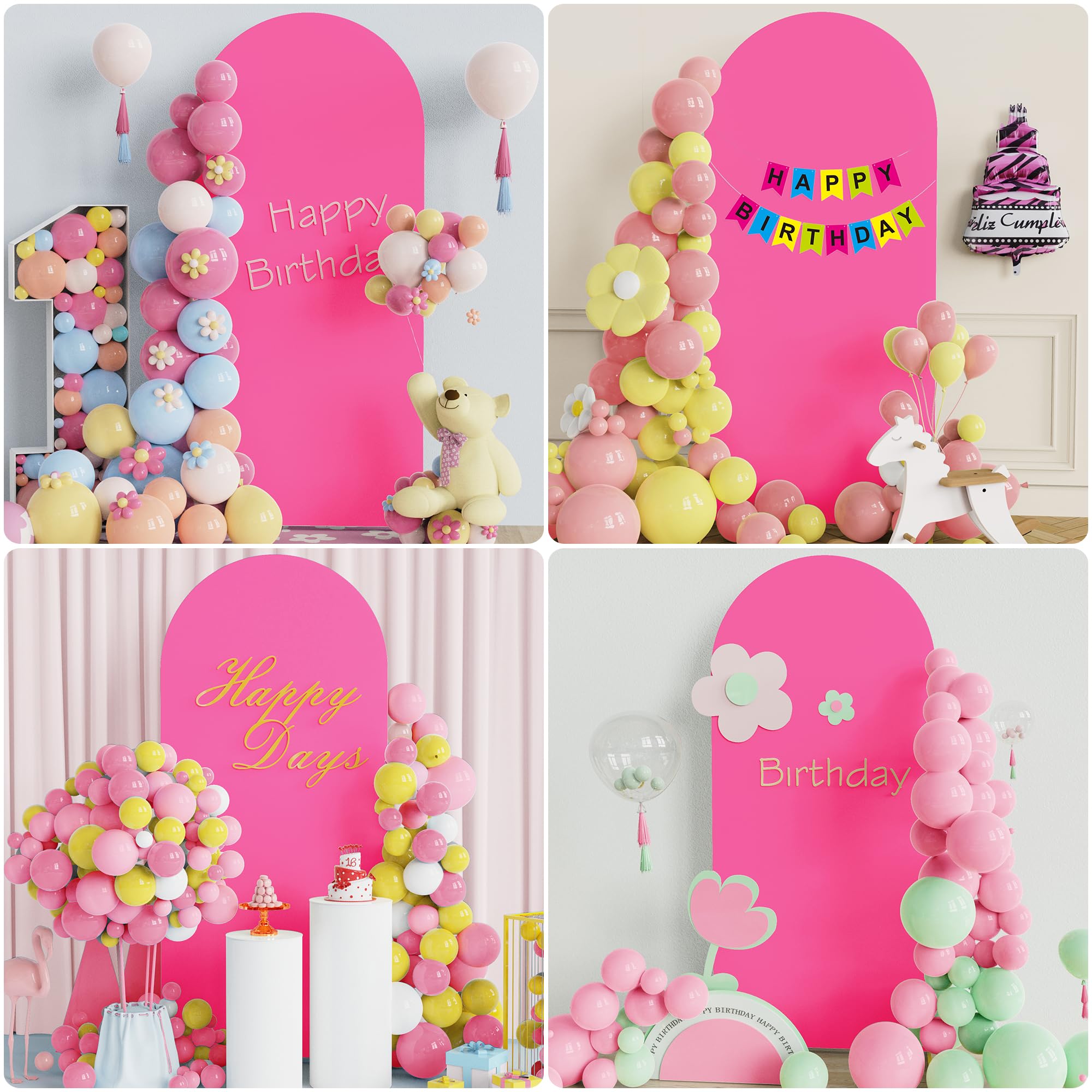 Wokceer 6FT Wedding Arch Cover Spandex Fitted Wedding Arch Stand Covers Round Top Chiara Arch Backdrop Cover for Birthday Party Ceremony Banquet Decoration Fushia