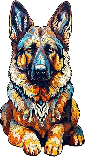 Rompecabezas de madera para adultos, rompecabezas de madera con forma de pastor alemán único, 168 piezas, rompecabezas de madera, regalo creativo